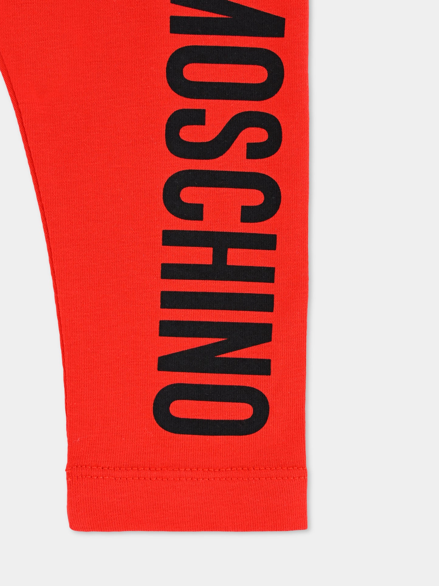 Leggings rossi per neonata con logo,Moschino Kids,MDP03H LBA11 50109