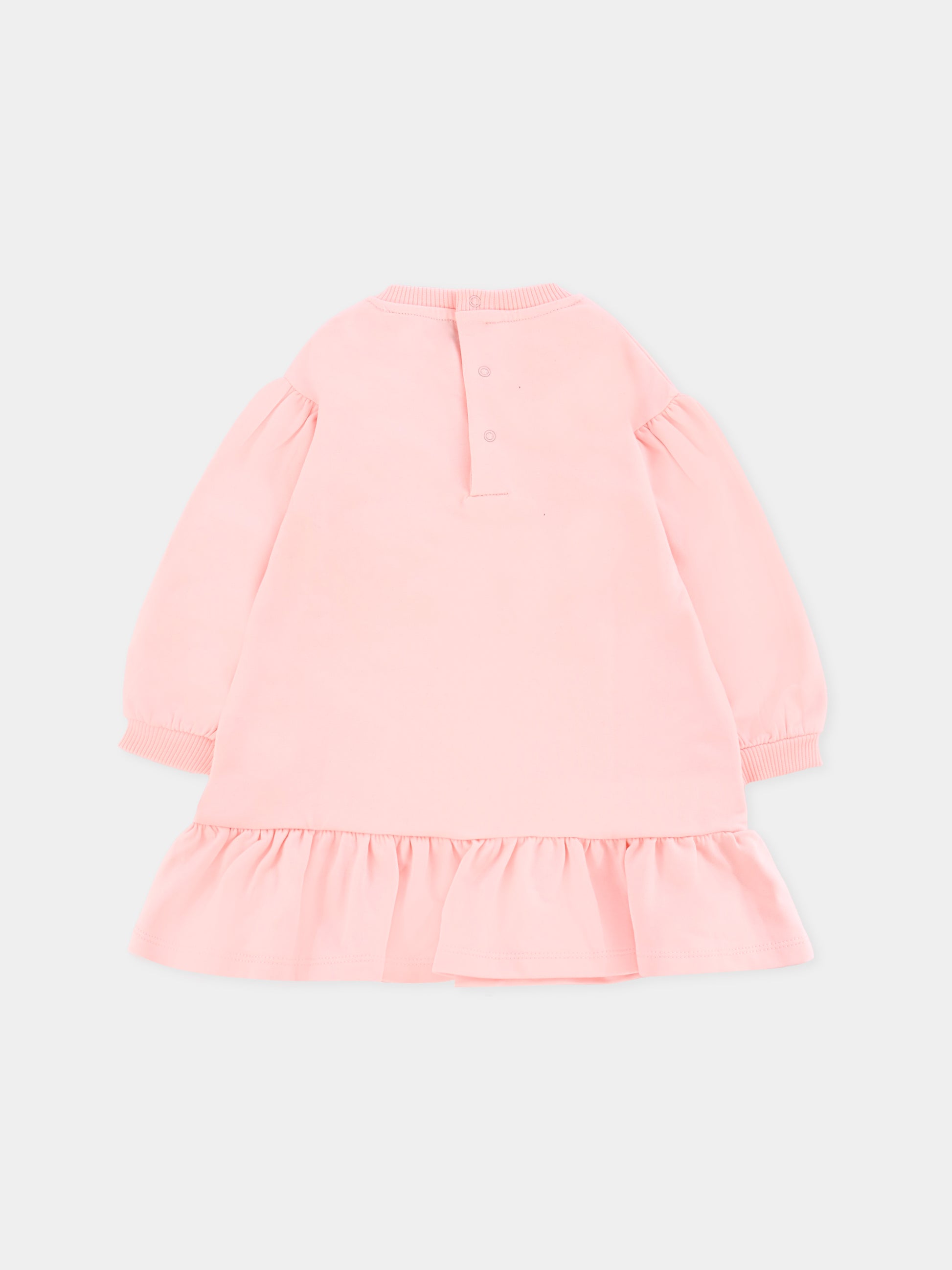 Vestito rosa per neonata con Teddy Bear e paillettes,Moschino Kids,MDV0CW LDA16 50209