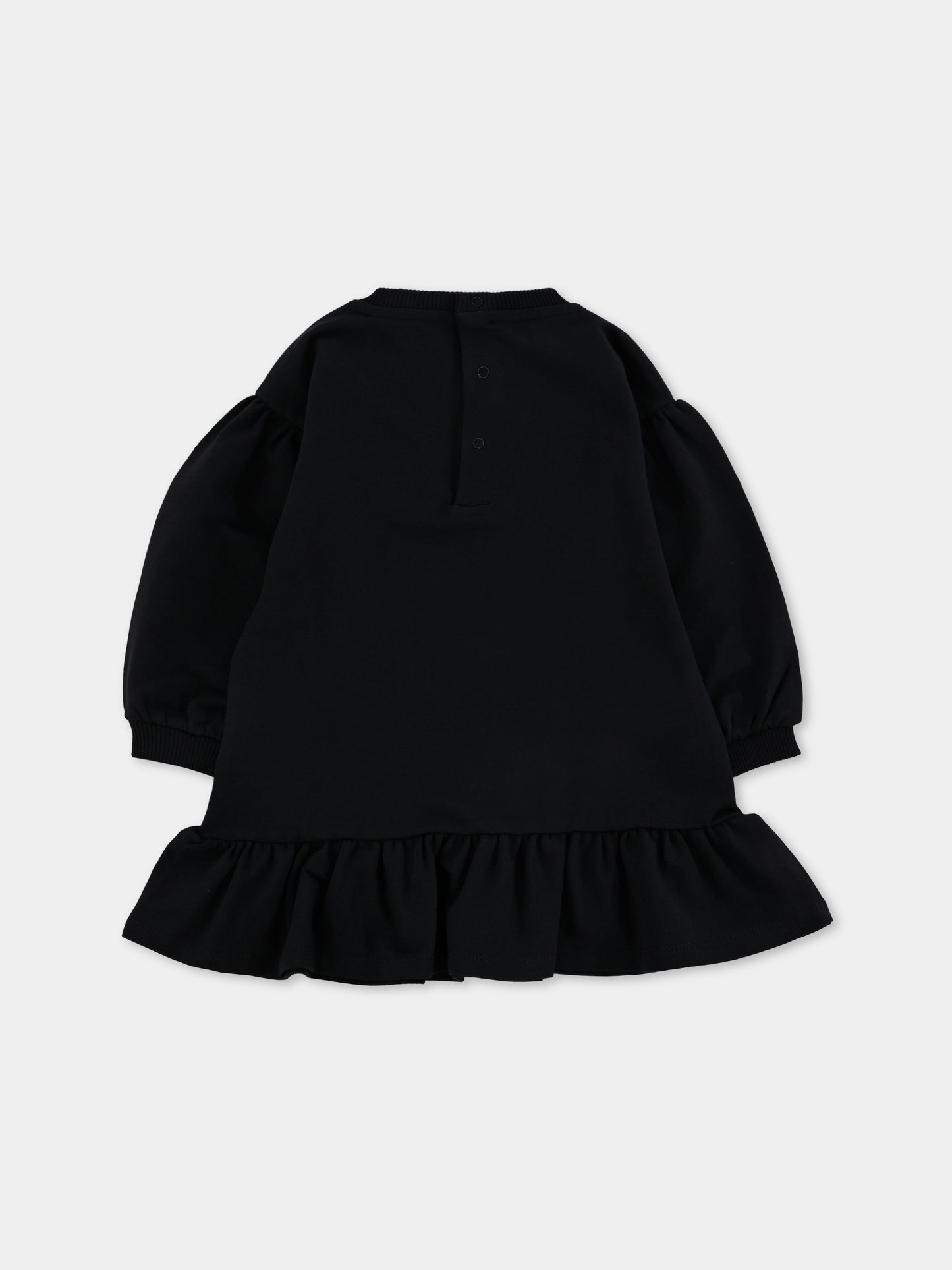 Vestito nero per neonata con Teddy Bear e paillettes,Moschino Kids,MDV0CW LDA16 60100