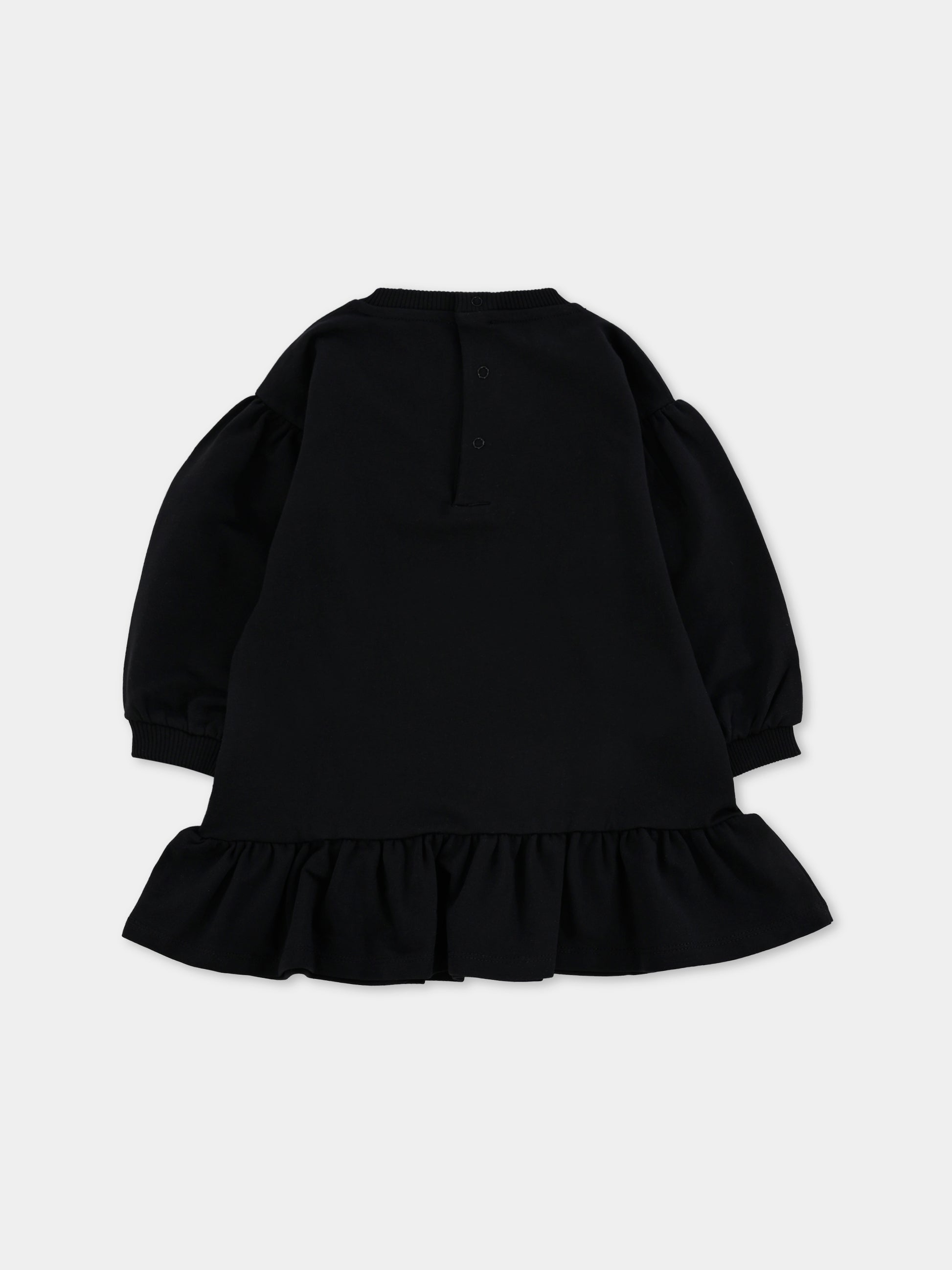 Vestito nero per neonata con Teddy Bear e paillettes,Moschino Kids,MDV0CW LDA16 60100