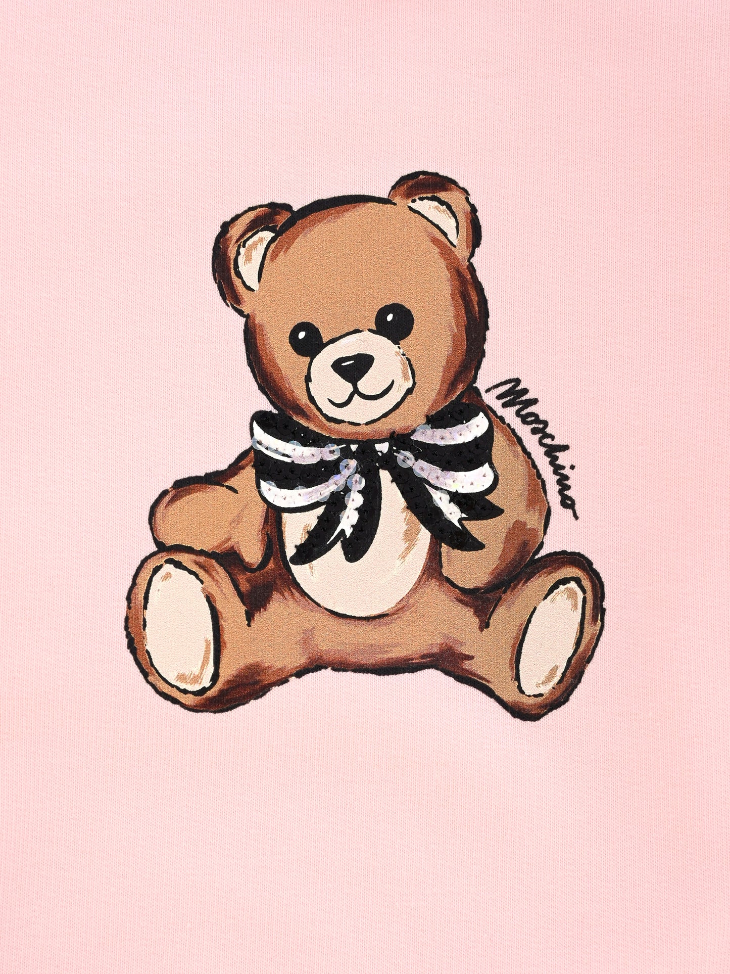 Felpa rosa per neonata con Teddy Bear e paillettes,Moschino Kids,MFF02K LDA16 50209