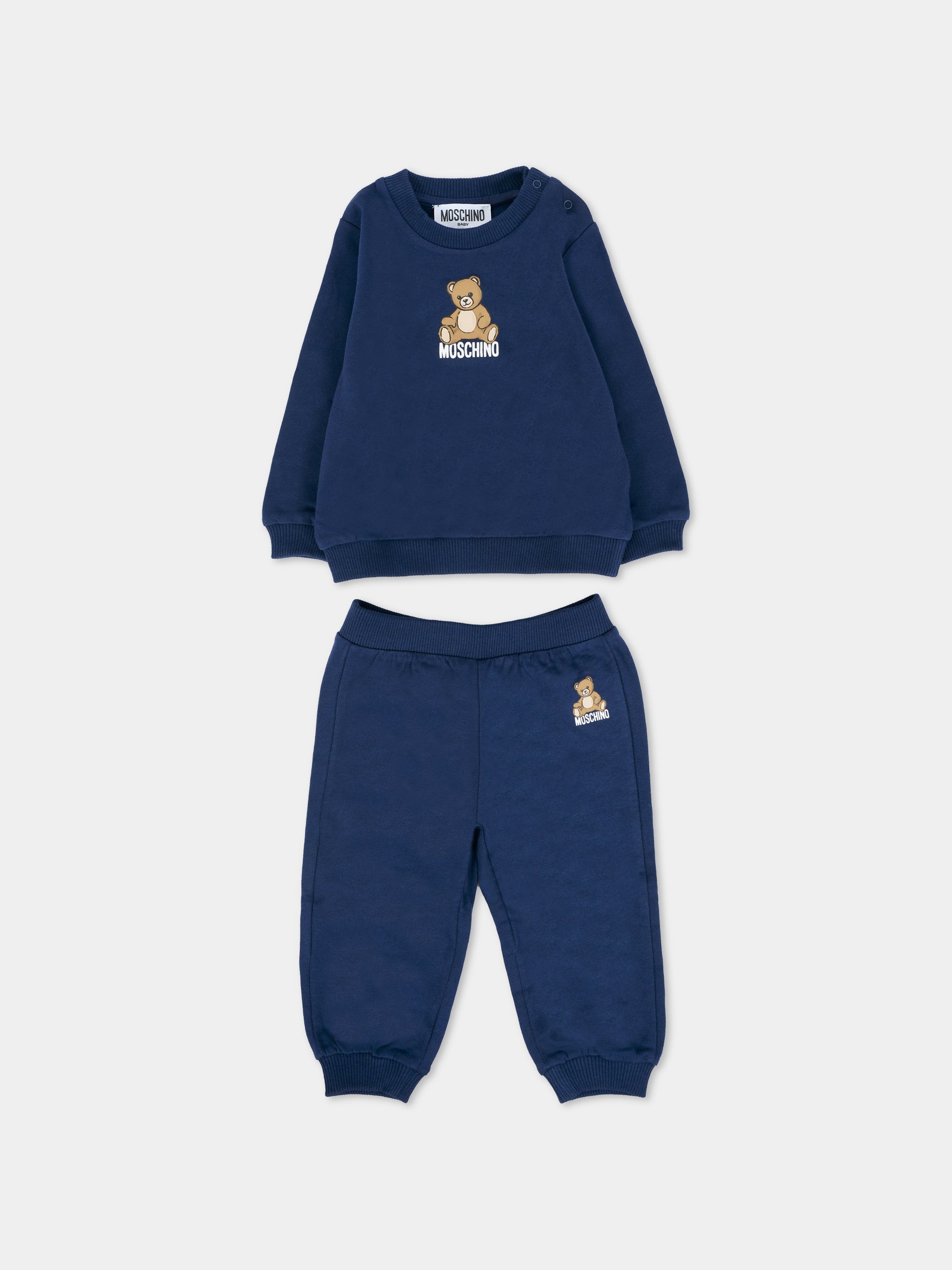Completo blu per neonati con Teddy Bear,Moschino Kids,MMK05E LCA40 40016