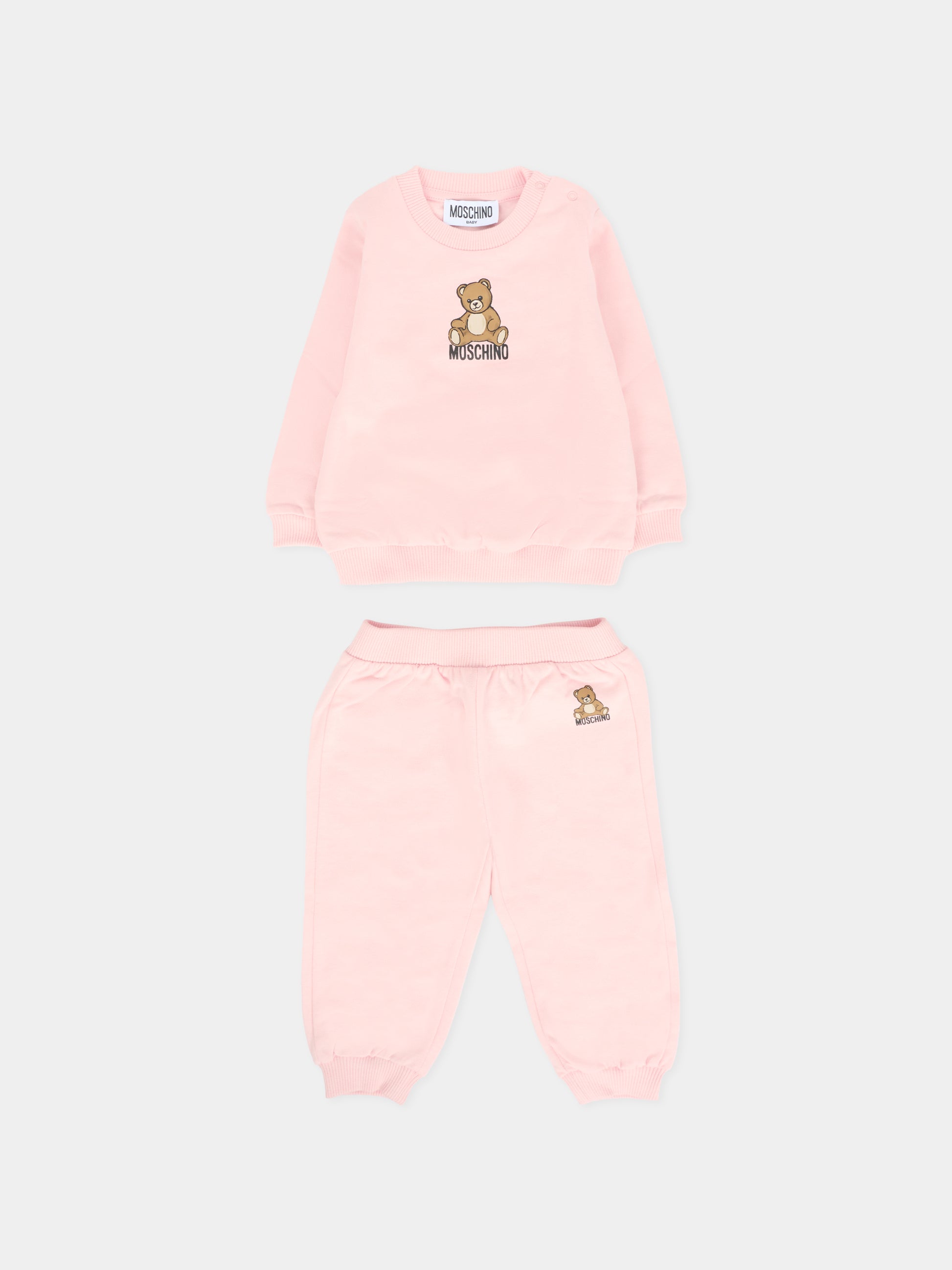 Completo rosa per neonata con Teddy Bear,Moschino Kids,MMK05E LCA40 50209