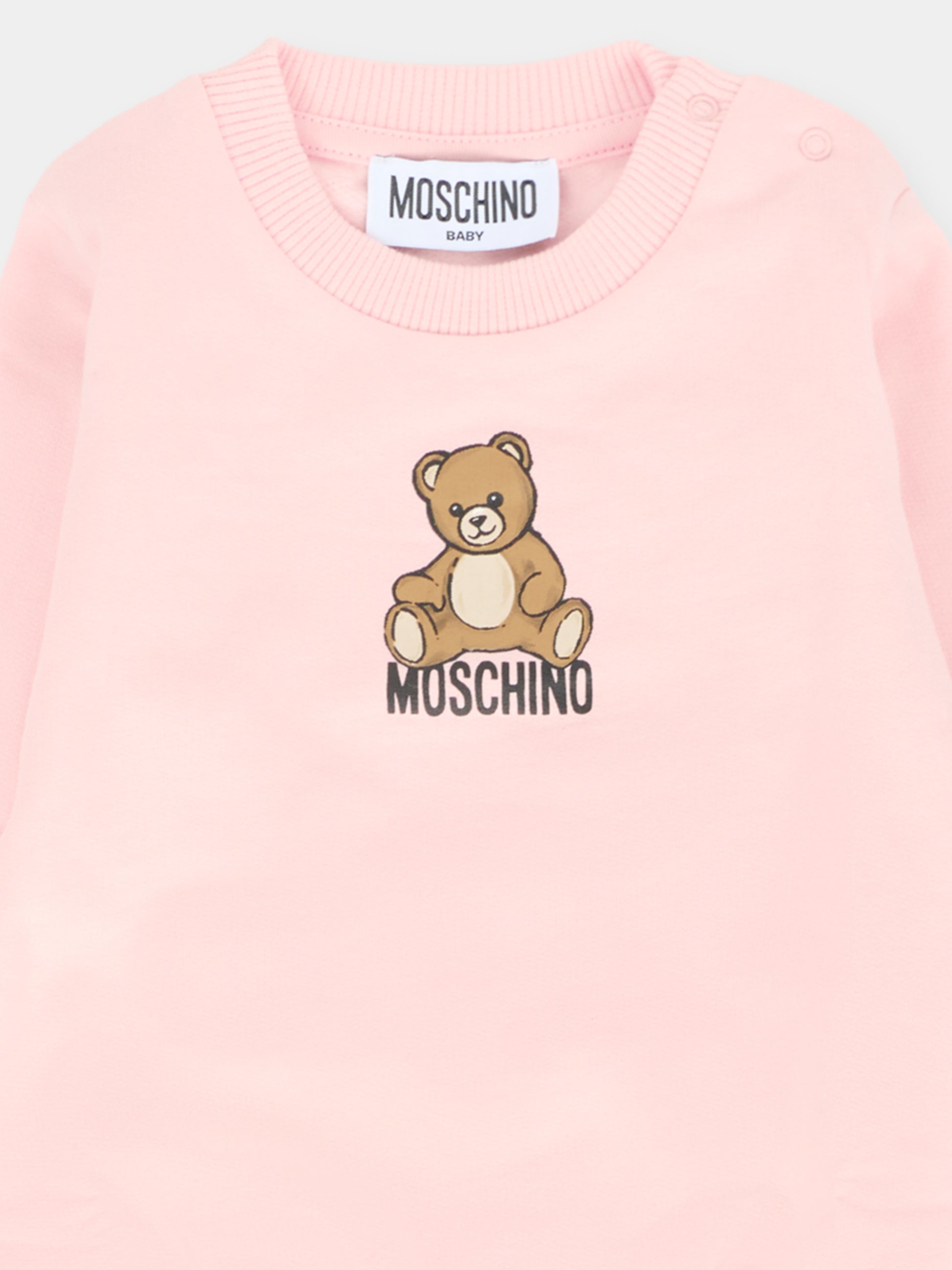 Completo rosa per neonata con Teddy Bear,Moschino Kids,MMK05E LCA40 50209