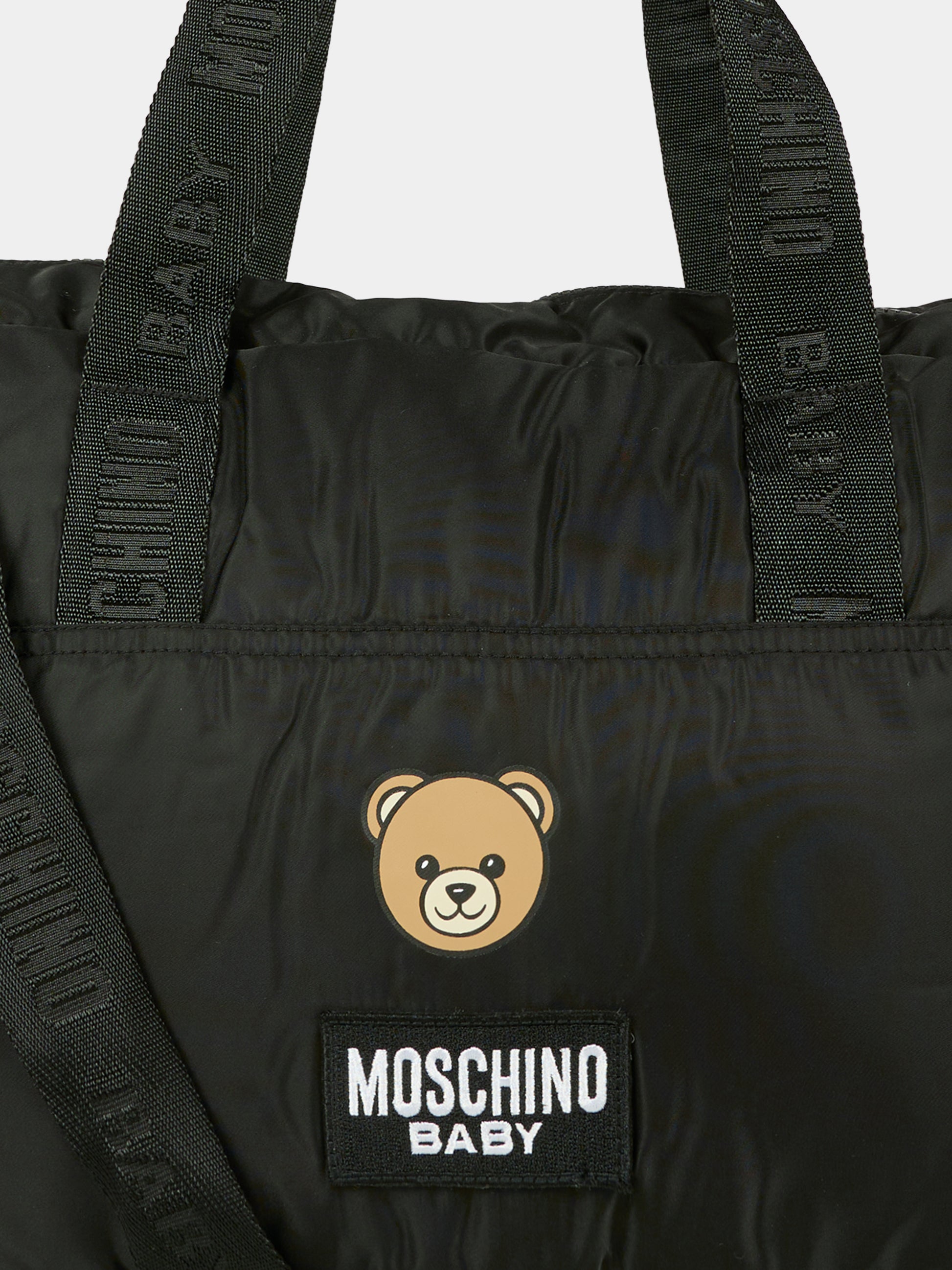 Borsa mamma nera per neonati con Teddy Bear,Moschino Kids,MMX04K L3A89 60100