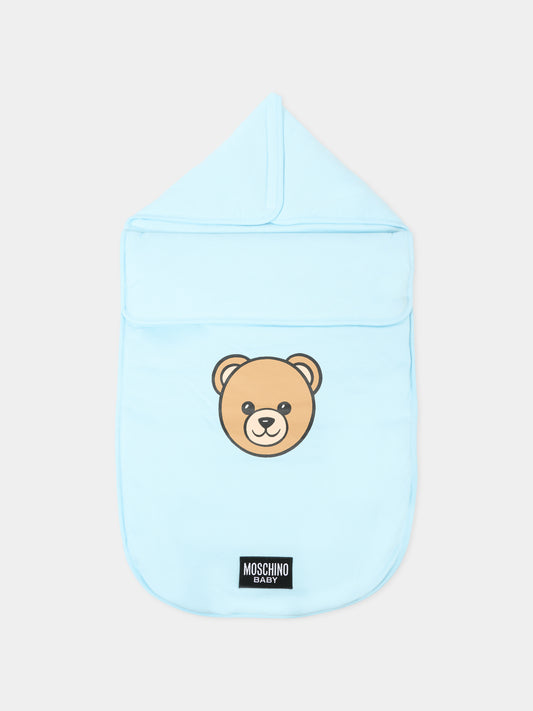 Sacco nanna celeste per neonato con Teddy Bear,Moschino Kids,MNE00P LCA40 40304