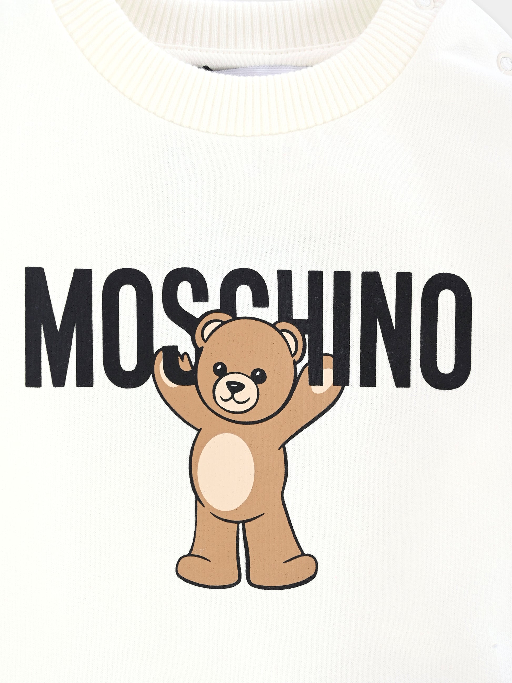 Felpa avorio per neonati con logo e Teddy Bear,Moschino Kids,MNF060 LCA40 10063