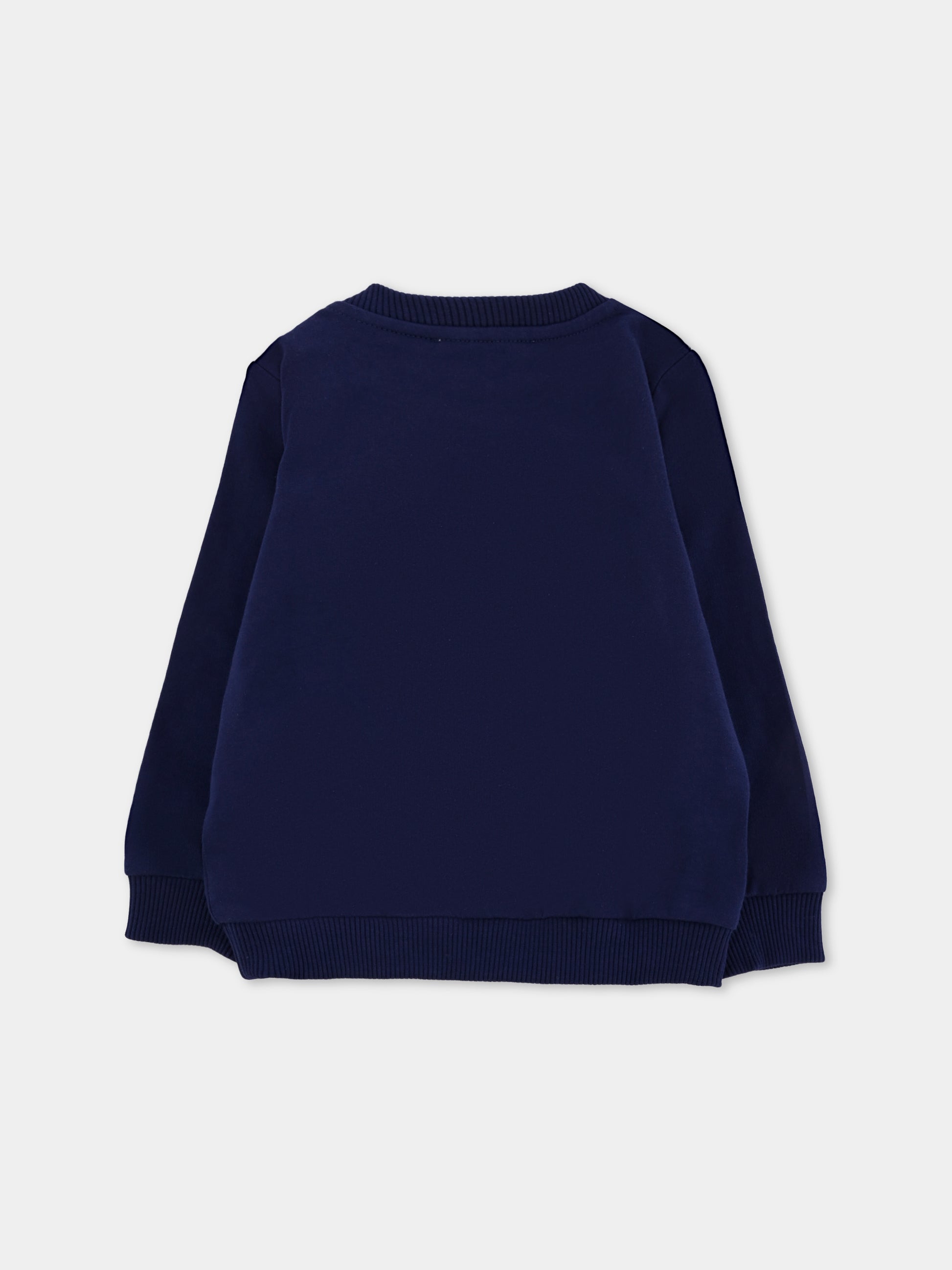 Felpa blu per neonati con logo e Teddy Bear,Moschino Kids,MNF060 LCA40 40016