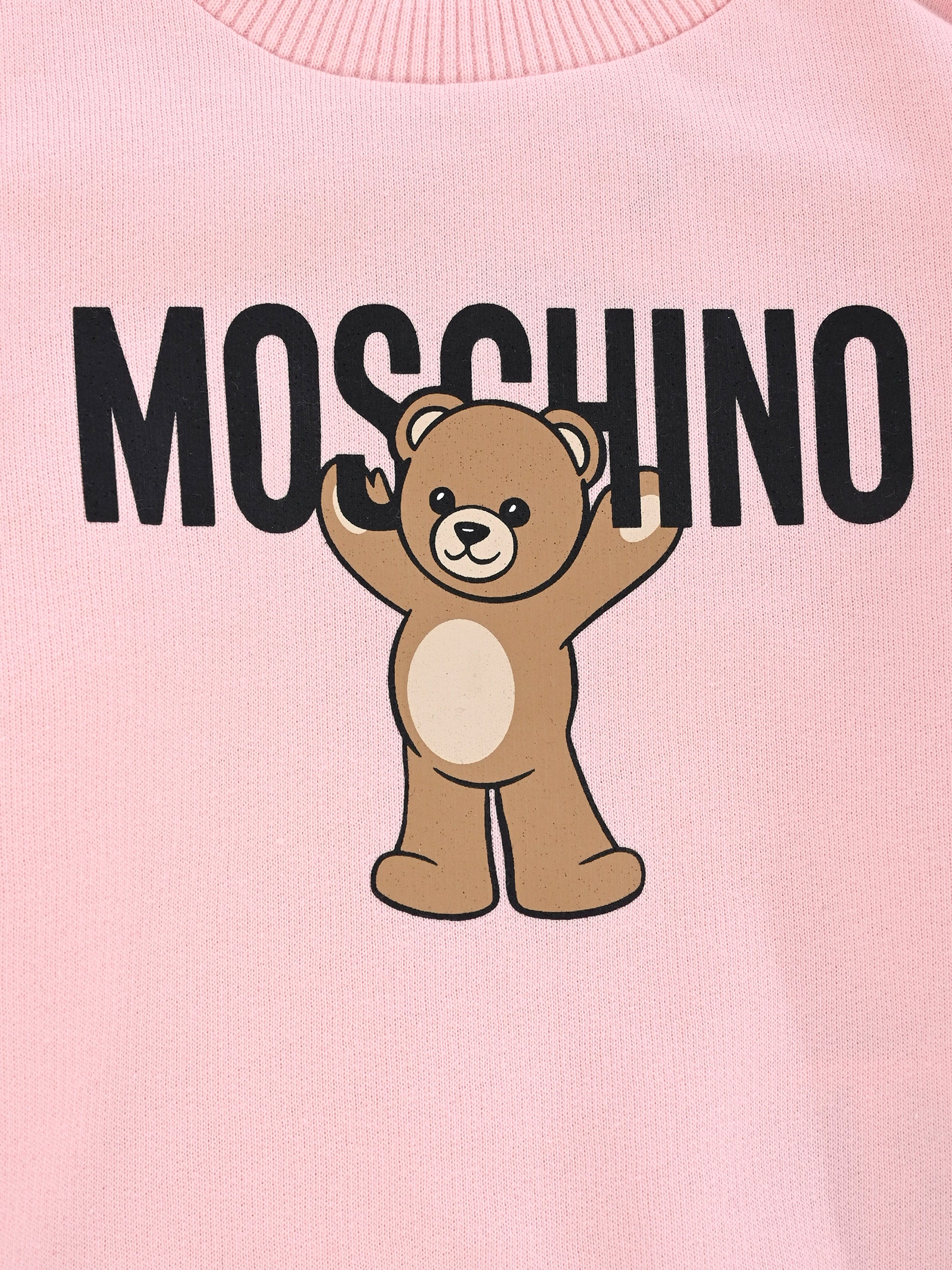 Felpa rosa per neonata con logo e Teddy Bear,Moschino Kids,MNF060 LCA40 50209