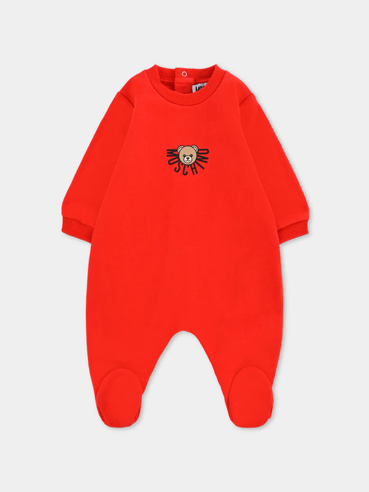 Tutina rossa per neonati con Teddy Bear,Moschino Kids,MNY05L LCA40 50109