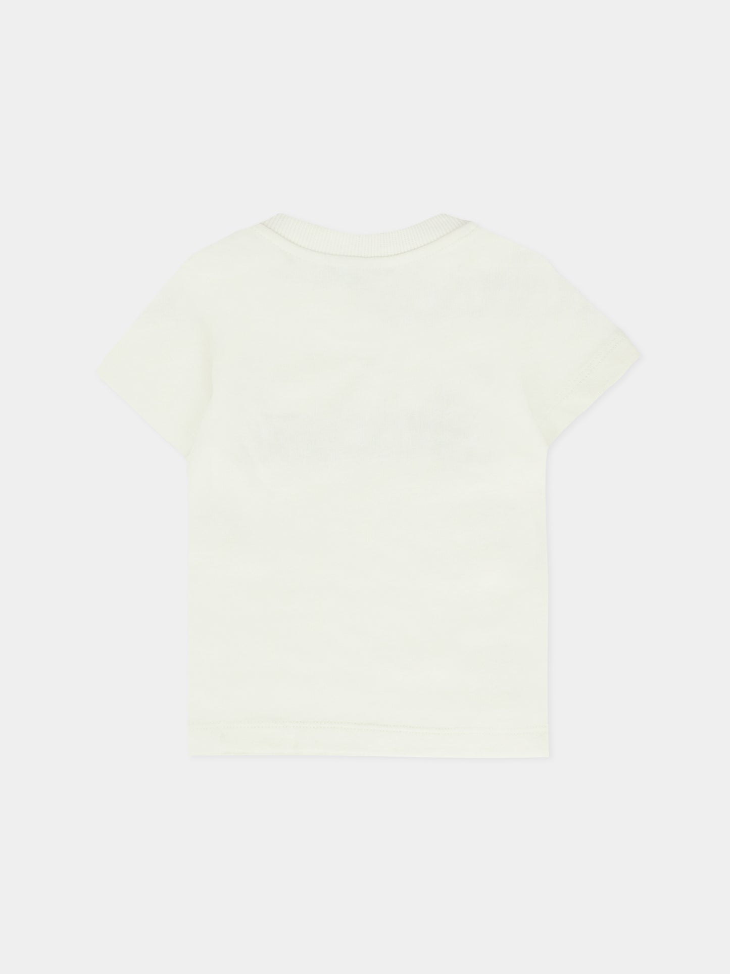 T-shirt avorio per neonati con Teddy Bear e logo,Moschino Kids,MRM047 LAA34 10063