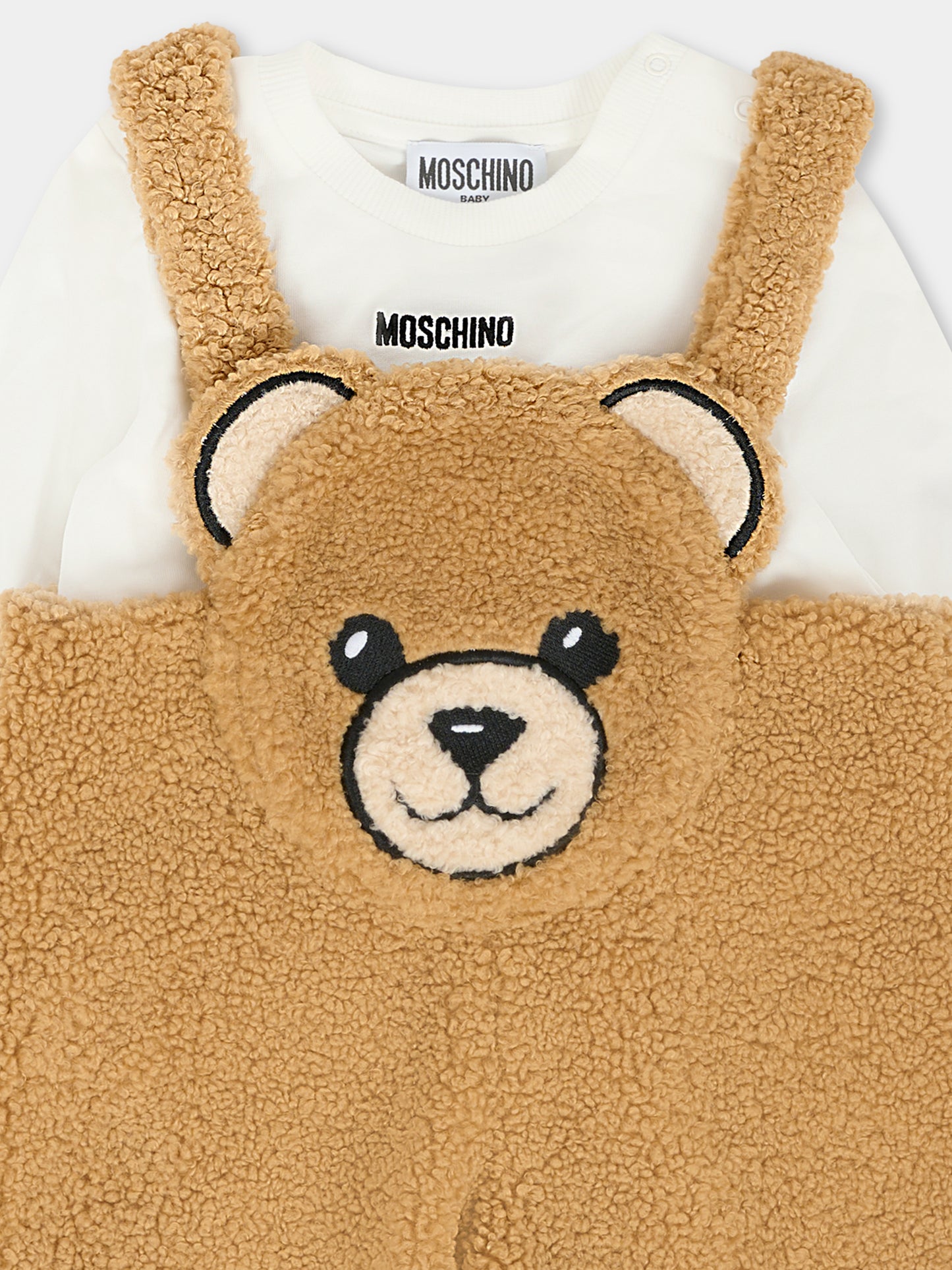 Salopette marrone per neonato con Teddy Bear,Moschino Kids,MUK058 LIA00 20351