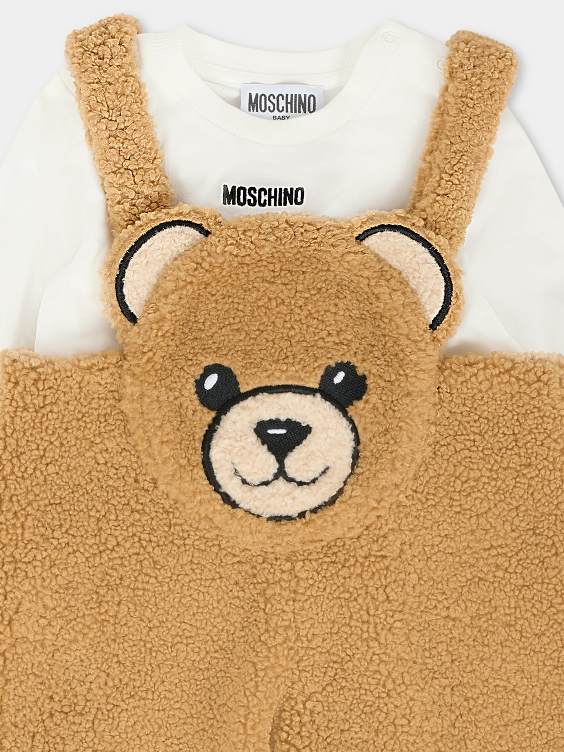 Salopette marrone per neonato con Teddy Bear,Moschino Kids,MUK058 LIA00 20351