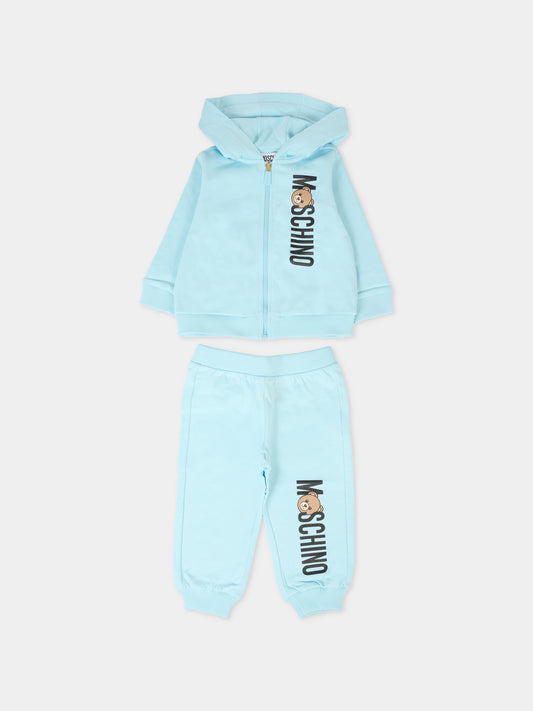 Completo celeste per neonato con Teddy Bear,Moschino Kids,MUK05D LCA63 40304
