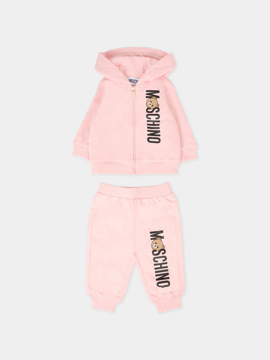 Completo rosa per neonata con Teddy Bear,Moschino Kids,MUK05D LCA63 50209