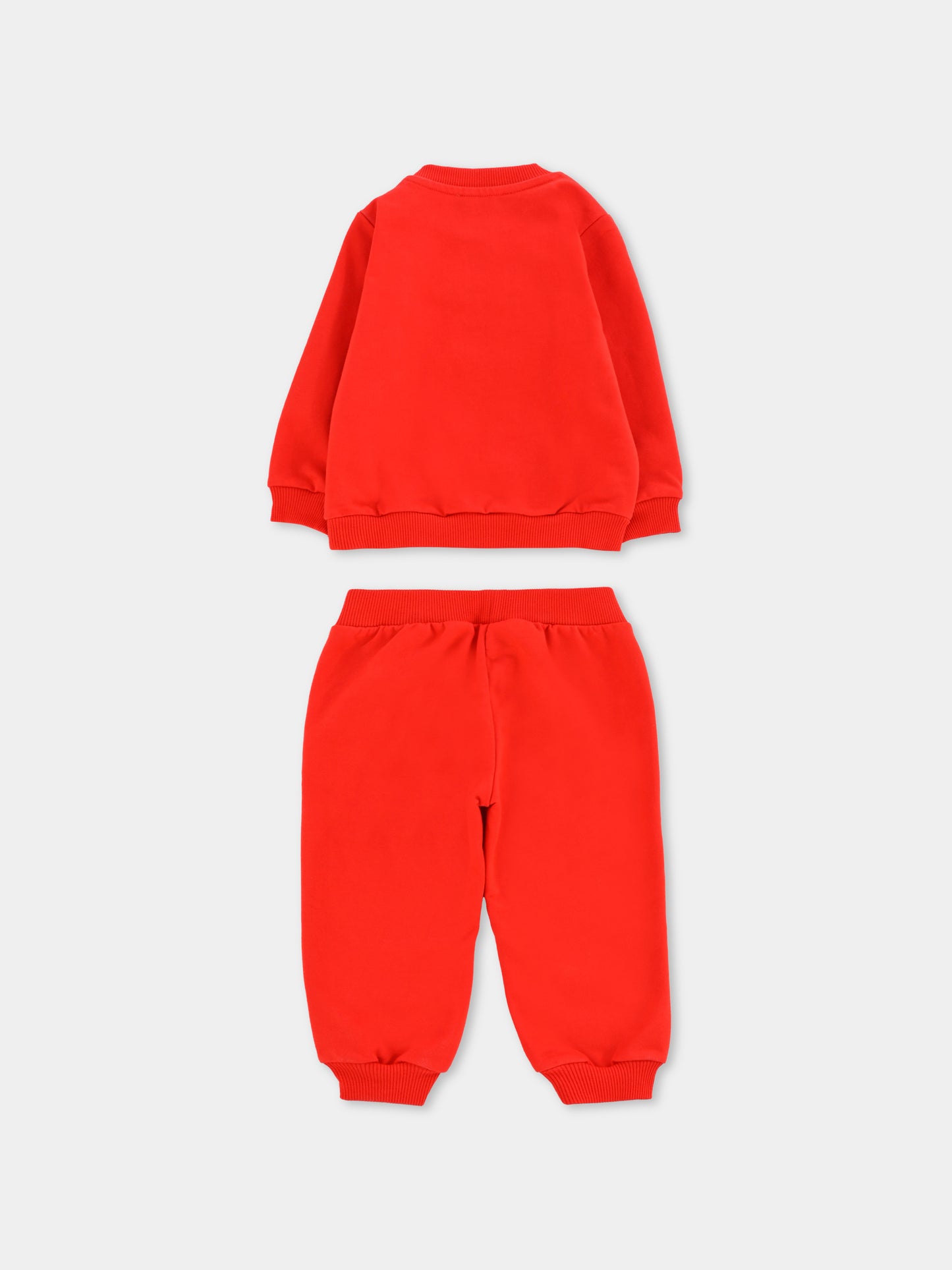 Completo rosso per neonati con logo e Teddy Bear,Moschino Kids,MUK05E LCA40 50109