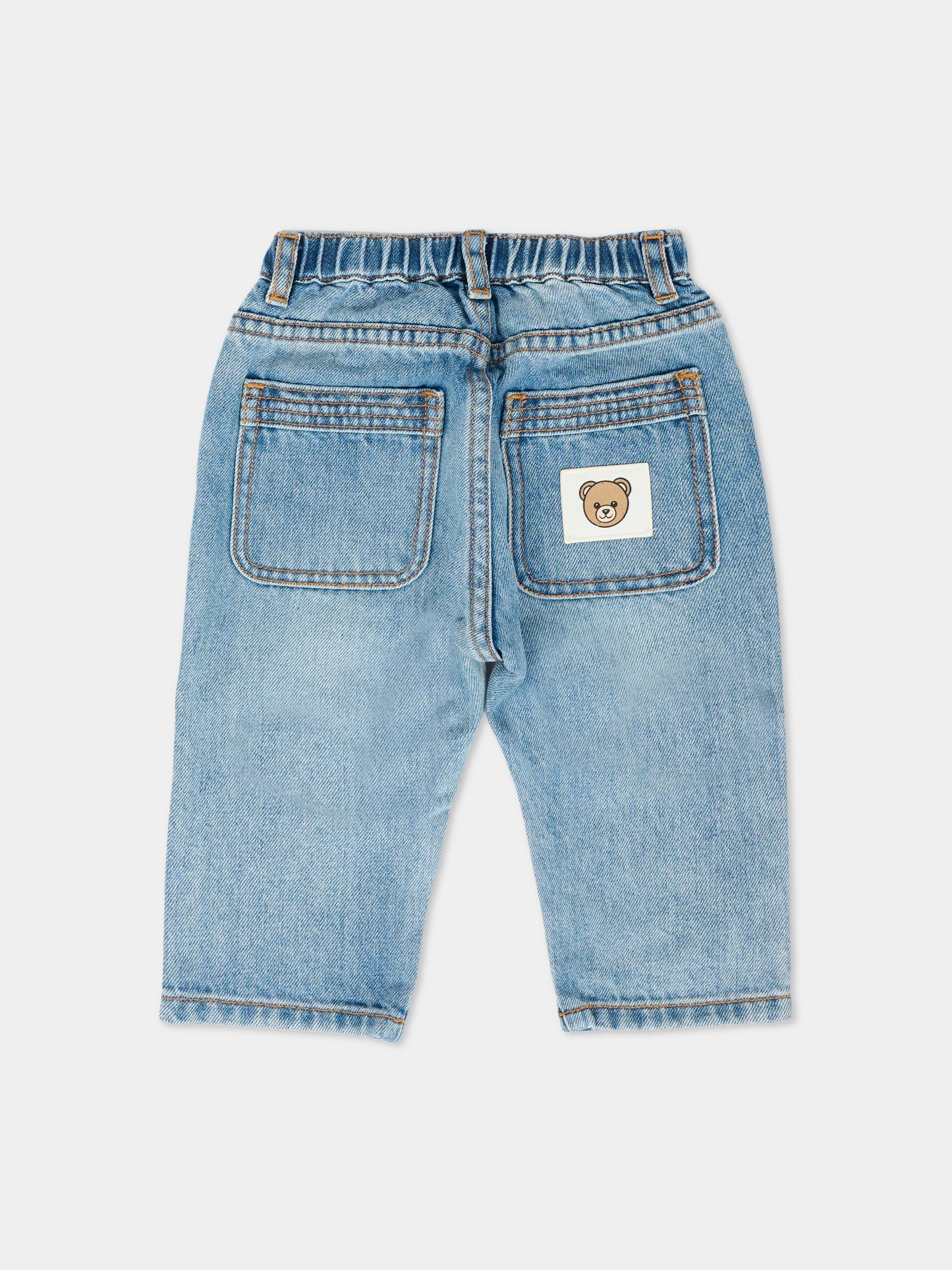 Jeans denim per neonati con Teddy Bear,Moschino Kids,MUP05H L0E36 40059
