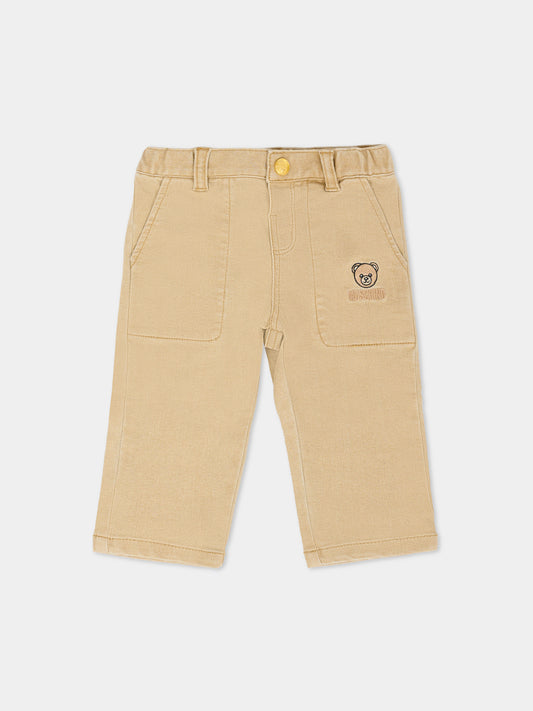 Pantaloni beige per neonato con Teddy Bear,Moschino Kids,MUP05L LXE61 20404