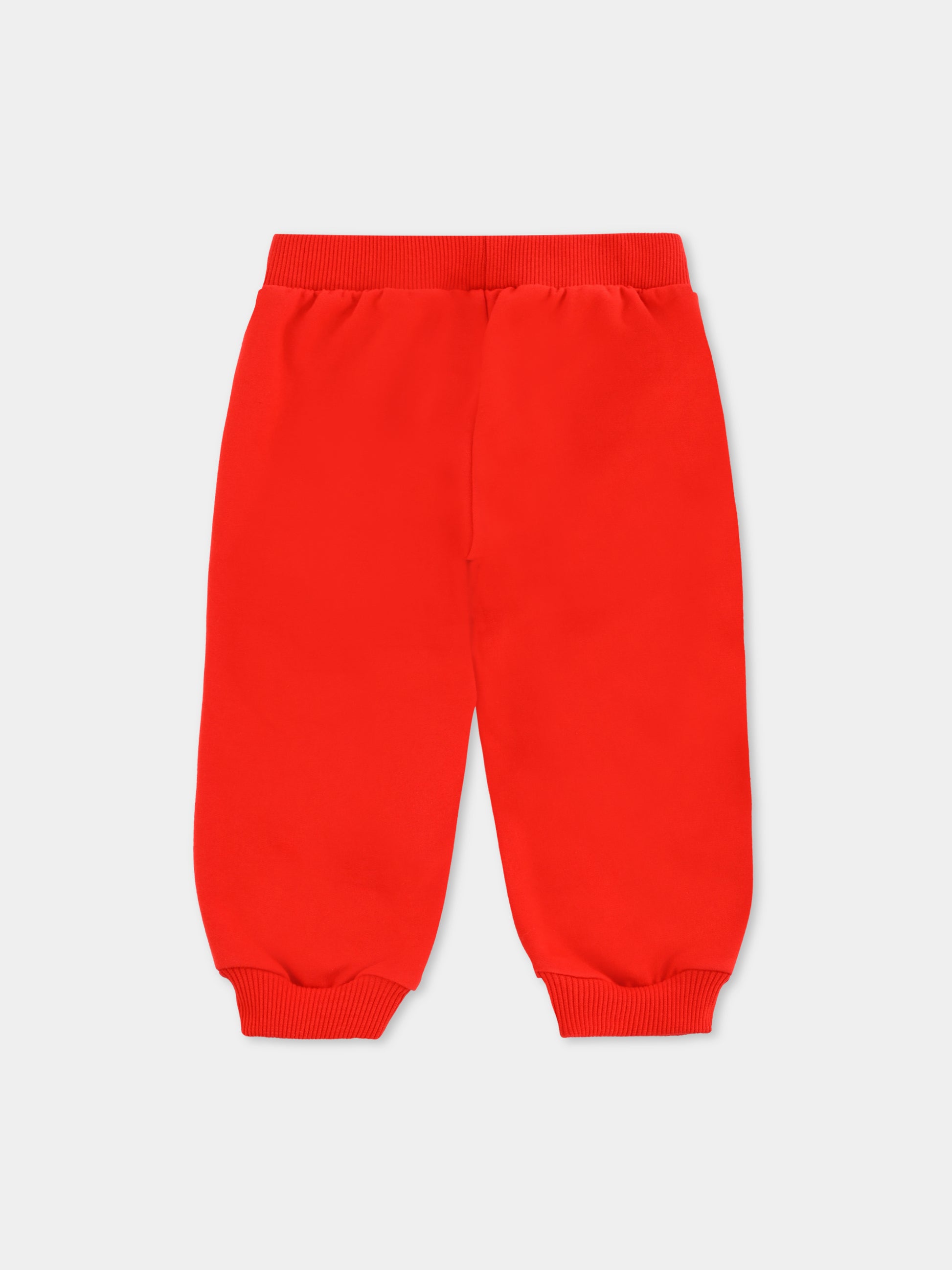 Pantaloni rossi per neonati con logo e Teddy Bear,Moschino Kids,MUP05O LCA40 50109