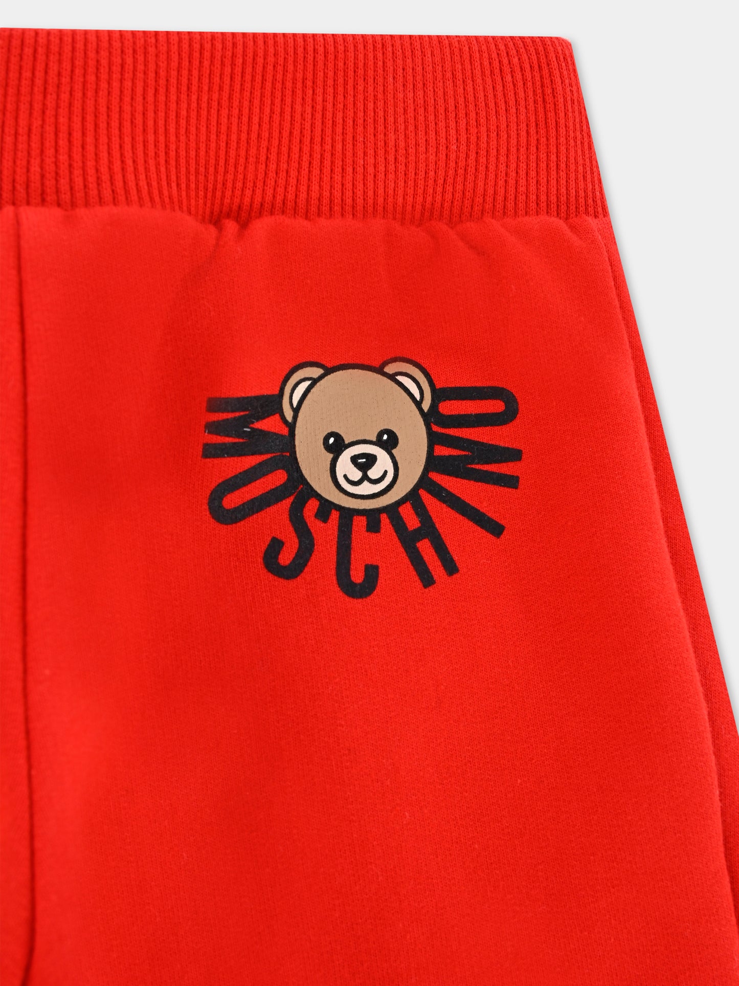Pantaloni rossi per neonati con logo e Teddy Bear,Moschino Kids,MUP05O LCA40 50109