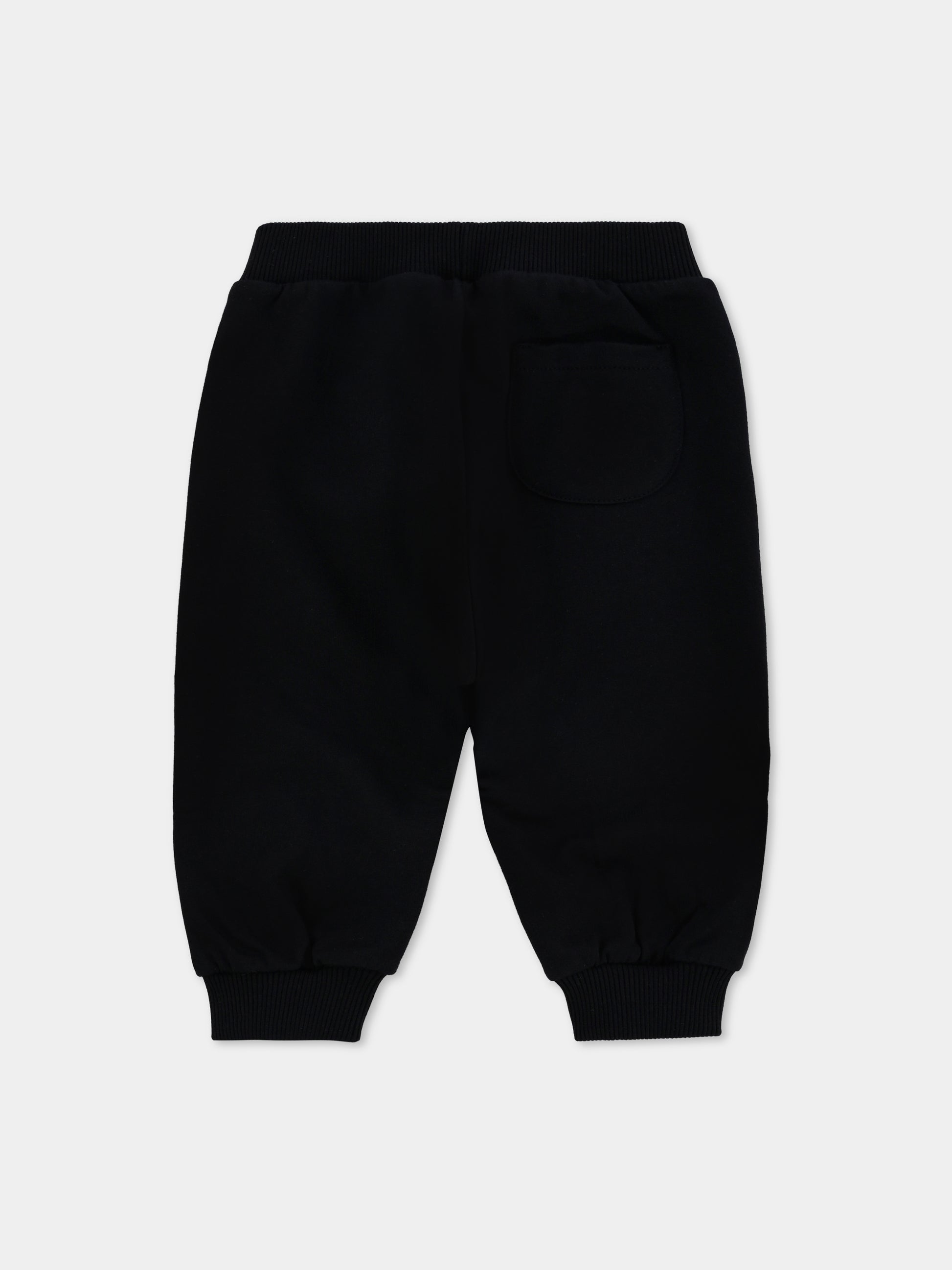 Pantaloni neri per neonati con logo e Teddy Bear,Moschino Kids,MUP05P LCA40 60100