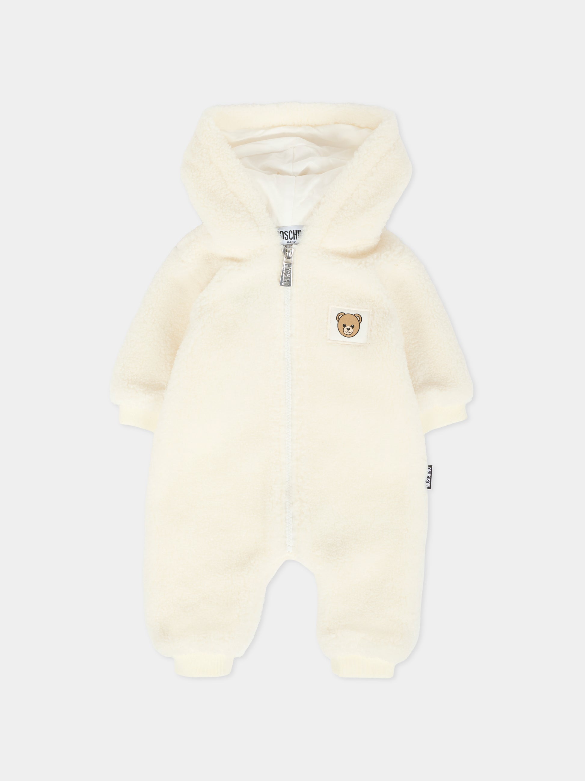 Ecopelliccia avorio per neonati con Teddy Bear,Moschino Kids,MUT04C LIA00 10063