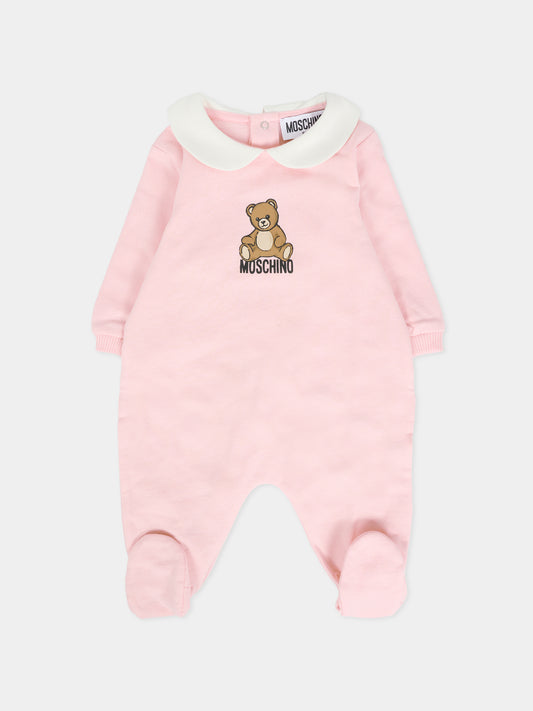 Tutina rosa per neonata con Teddy Bear,Moschino Kids,MUT04I LCA40 50209