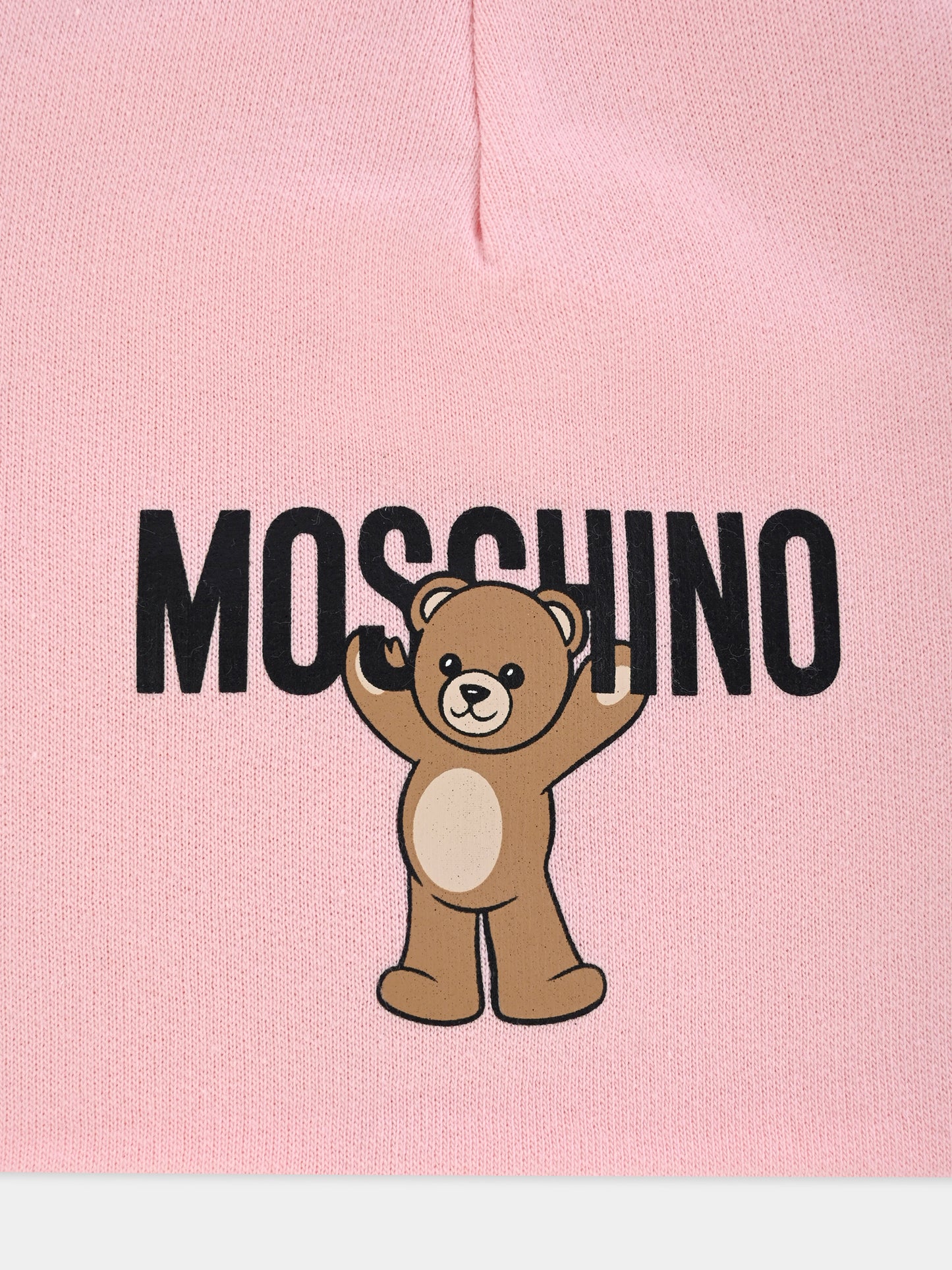 Berretto rosa per neonata con Teddy Bear,Moschino Kids,MUX05H LCA40 50209