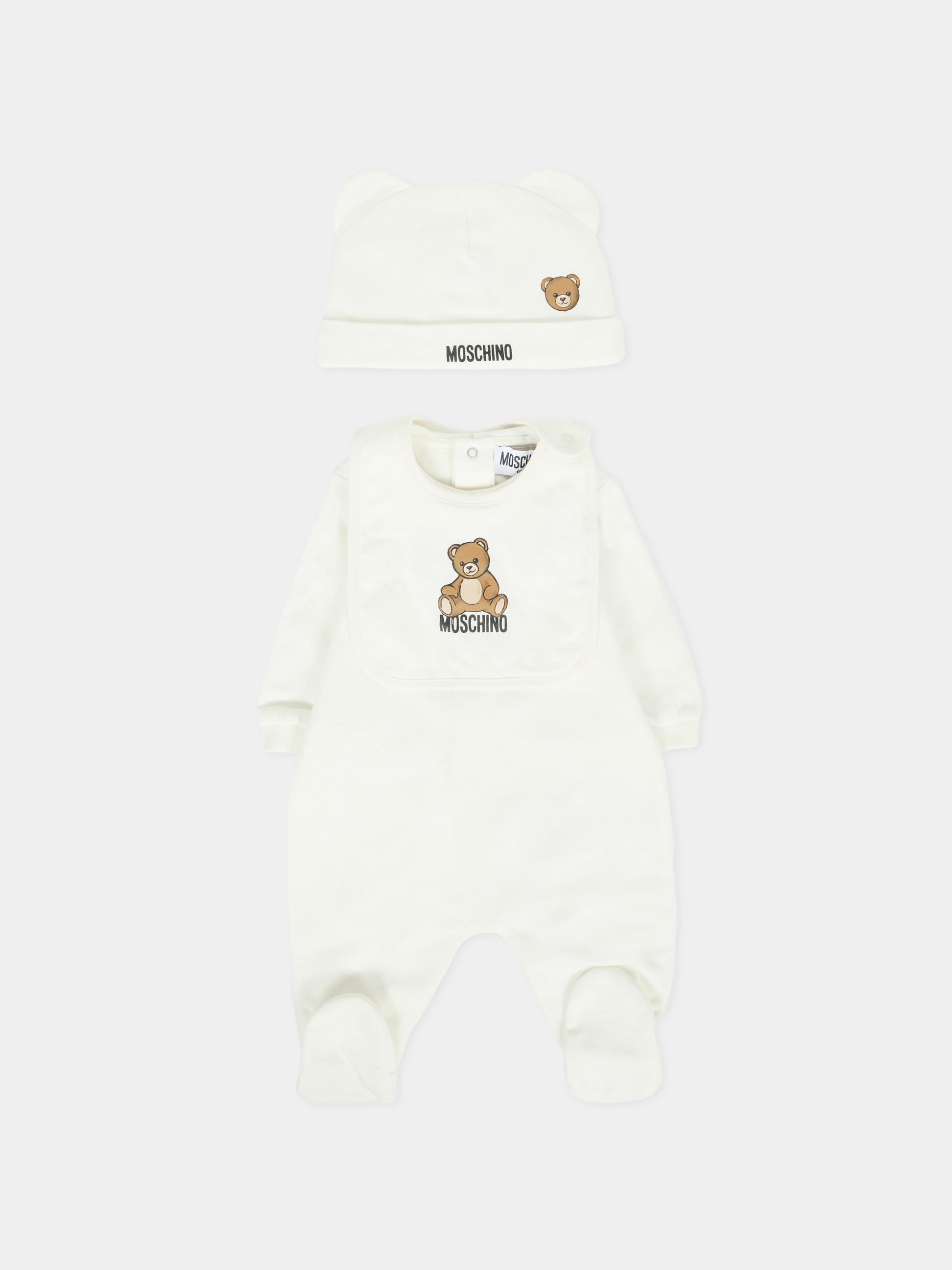 Set tutine avorio per neonati con Teddy Bear,Moschino Kids,MUY08B LCA40 10063