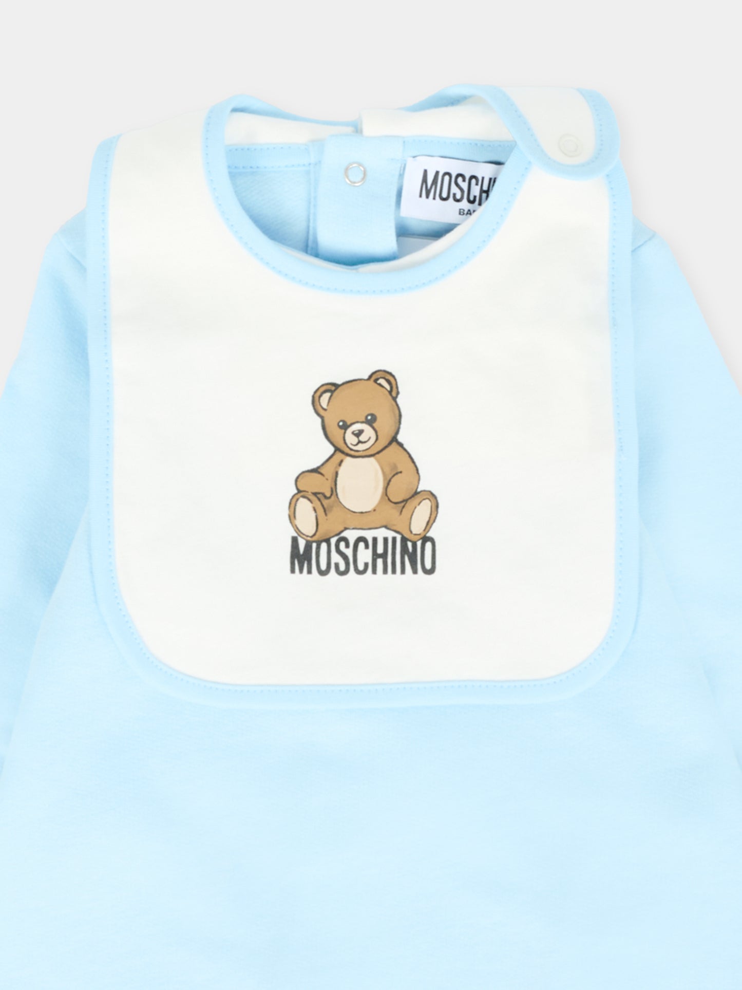 Set tutine celeste per neonato con Teddy Bear,Moschino Kids,MUY08B LCA40 40304