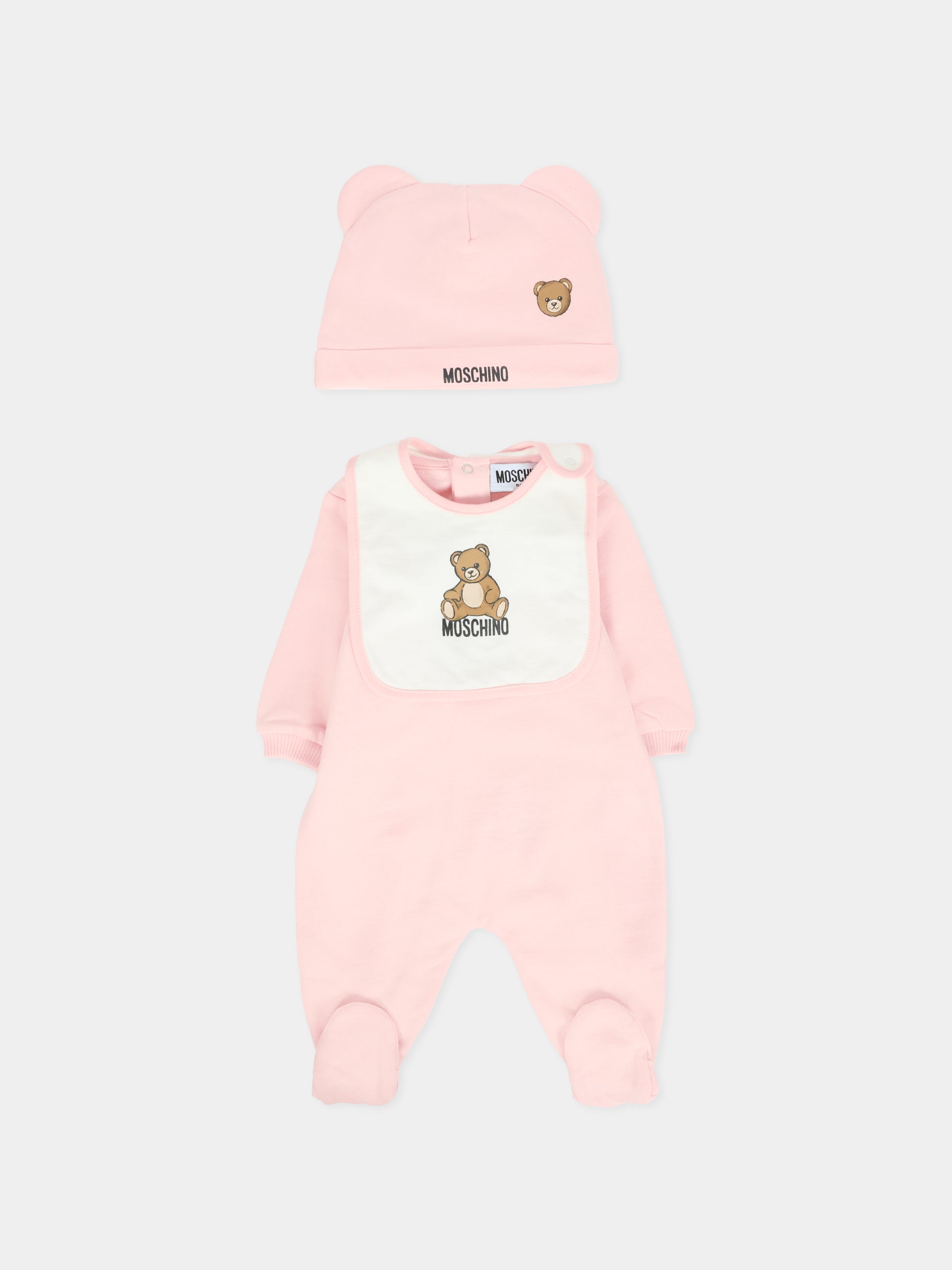 Set tutine rosa per neonata con Teddy Bear,Moschino Kids,MUY08B LCA40 50209