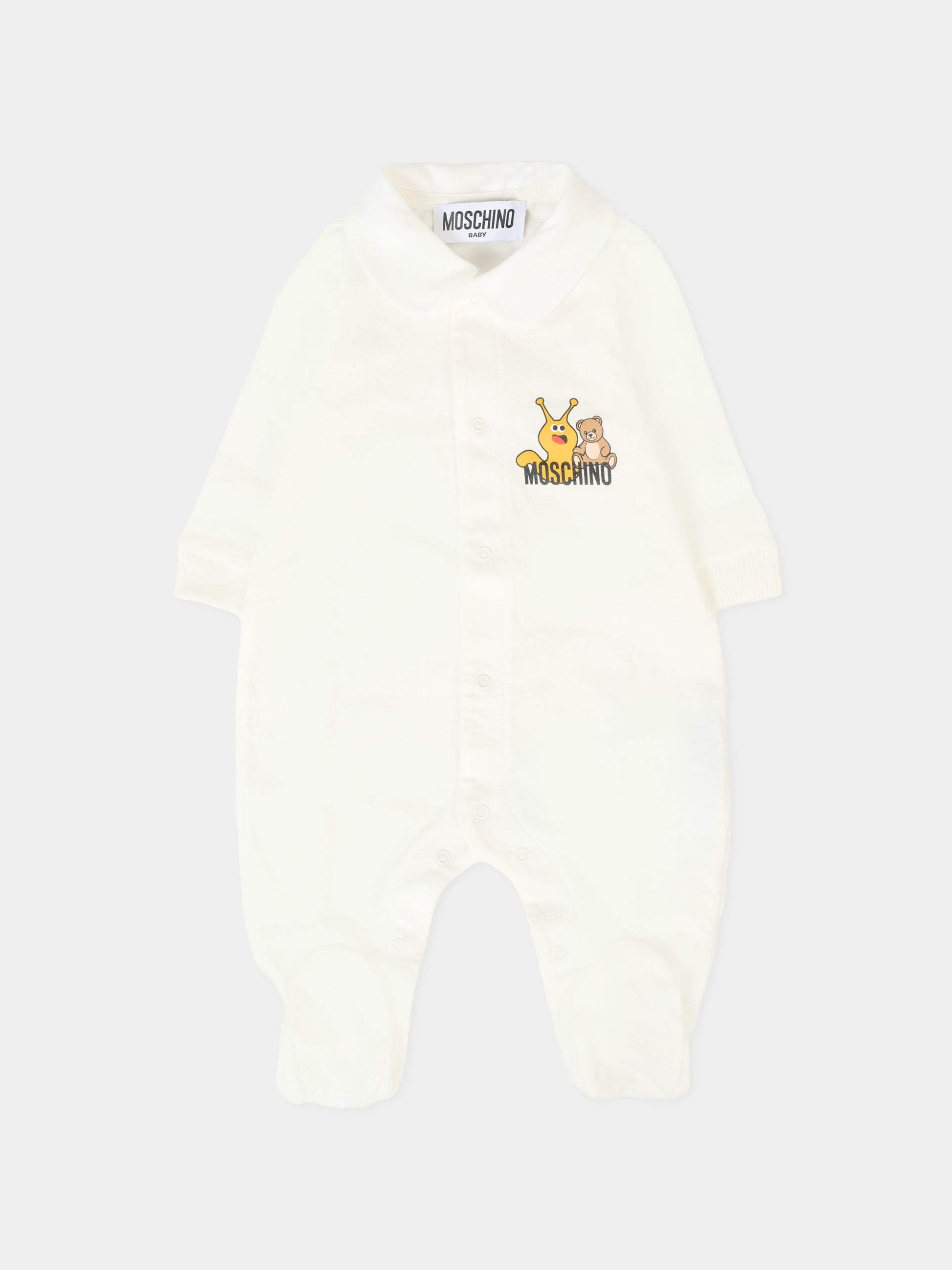 Tutina avorio per neonati con Teddy Bear e lumaca,Moschino Kids,MUY08C LAA10 10063