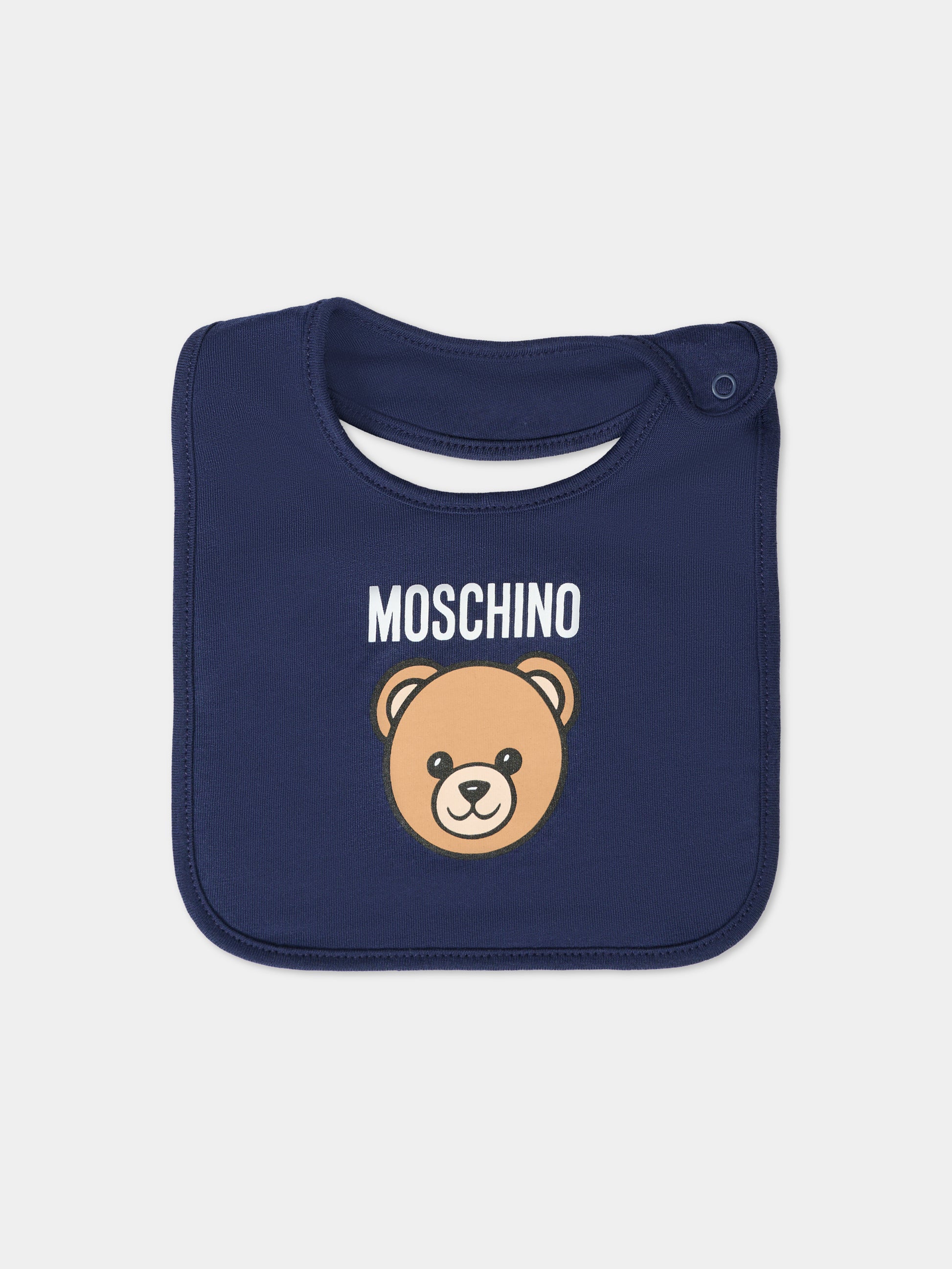 Set accessori blu per neonato con Teddy Bear,Moschino Kids,MUY08K LCA40 40016