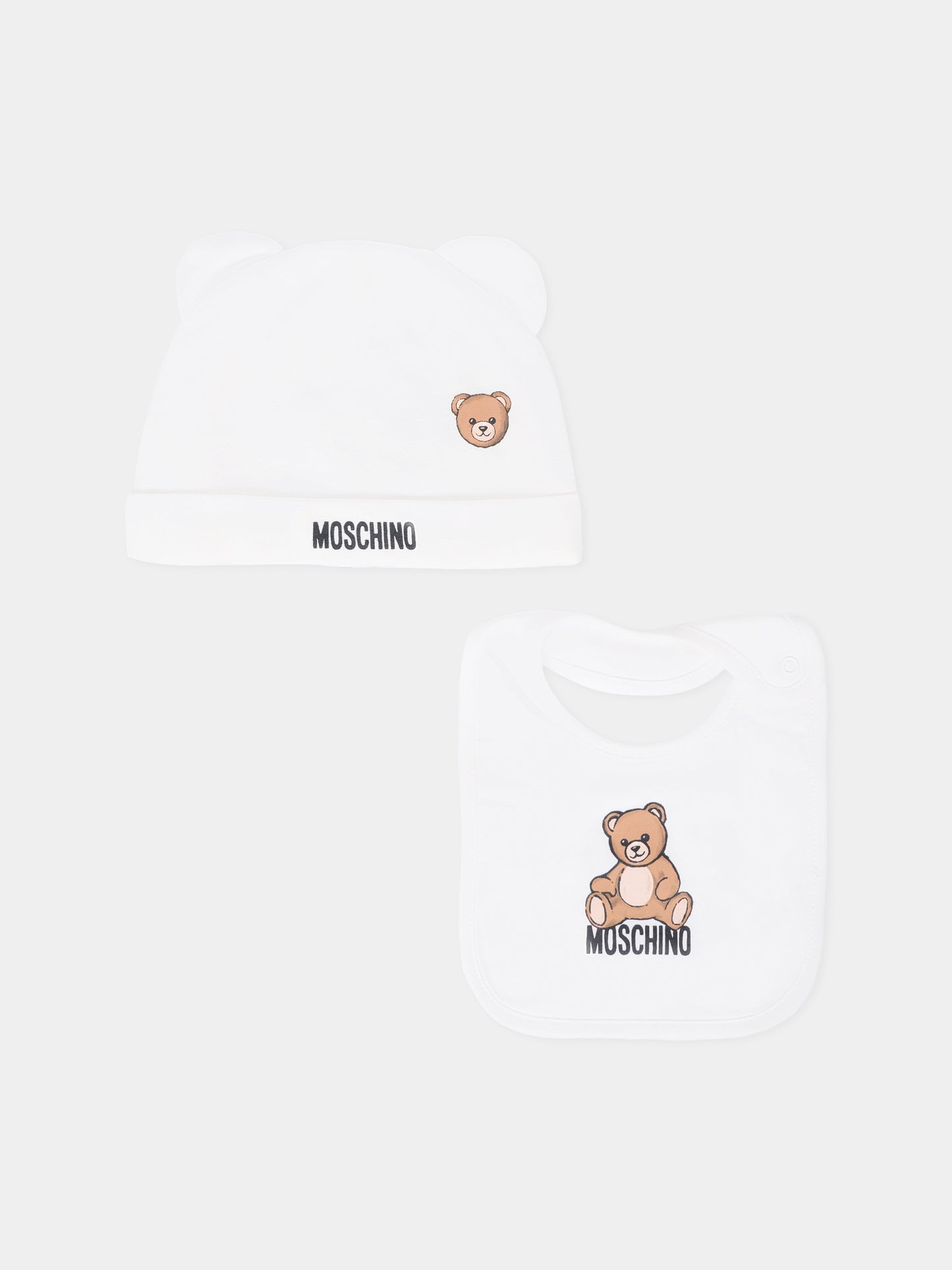 Set avorio per neonati con Teddy Bear e logo,Moschino Kids,MUY08L LCA40 10063