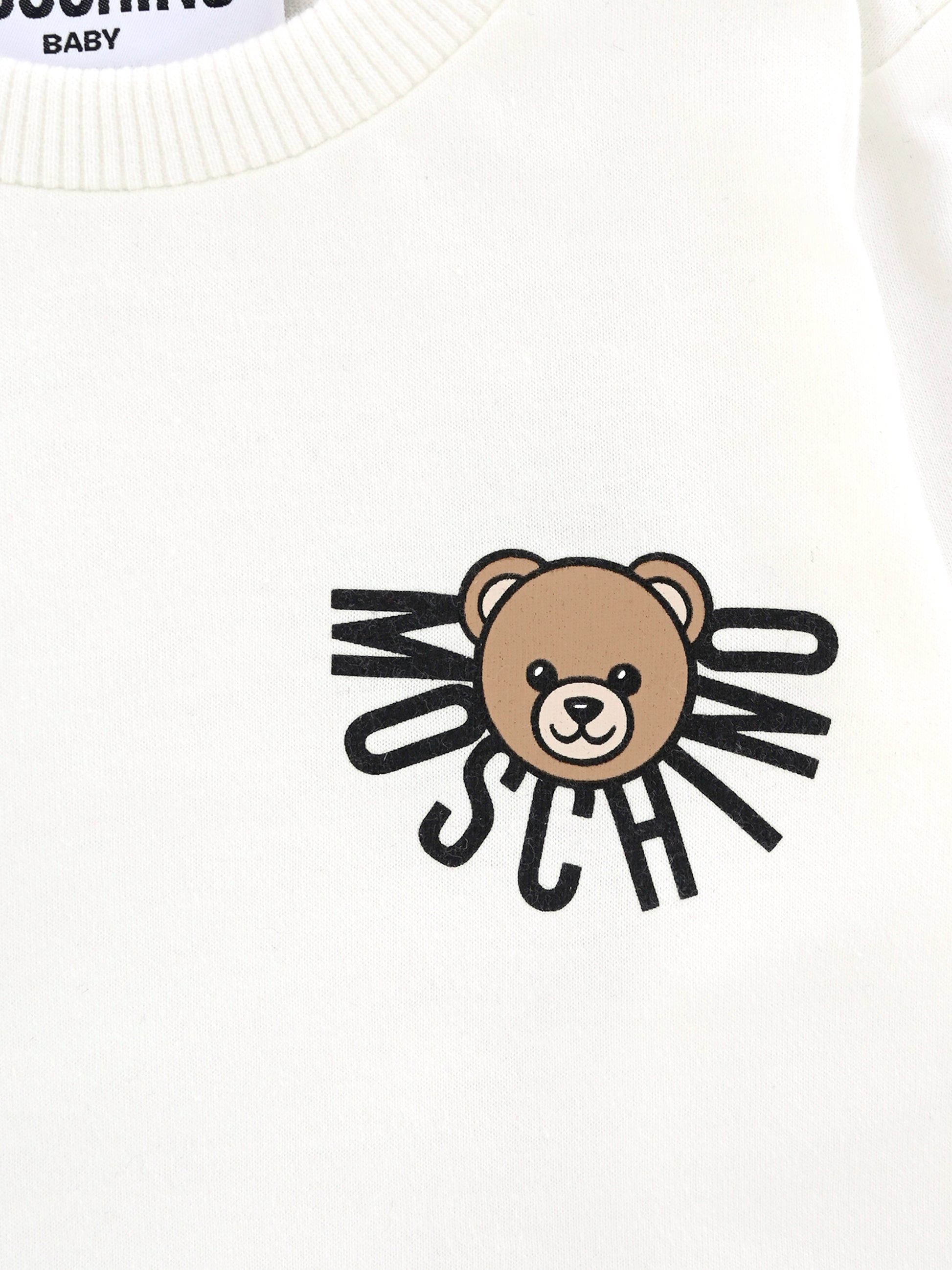 T-shirt avorio per neonati con logo e Teddy Bear,Moschino Kids,MVO00R LAA10 10063