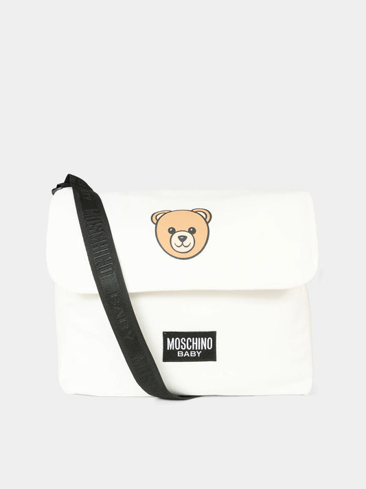 Borsa mamma avorio per neonati con Teddy Bear,Moschino Kids,MXX03D LCA40 10063