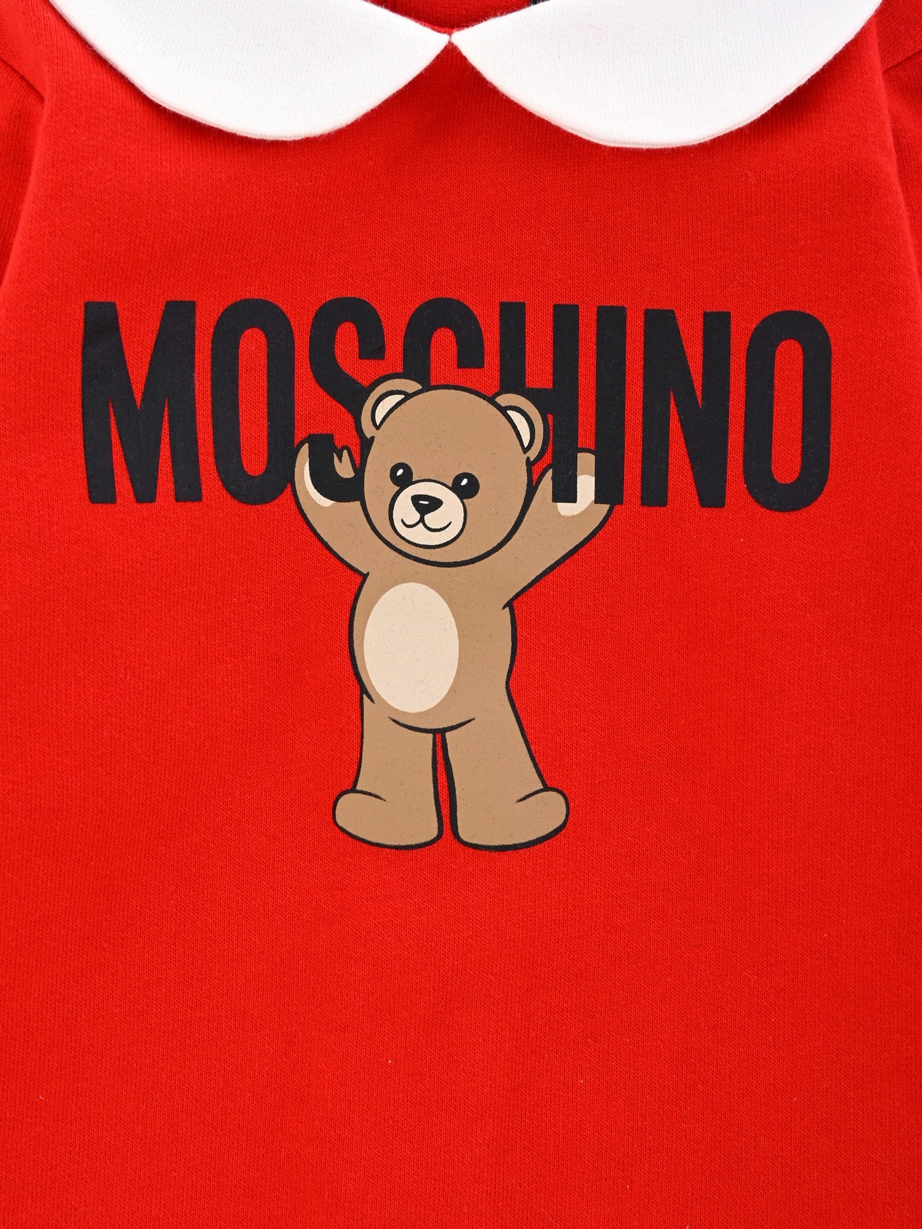 Tutina rossa per neonati con Teddy Bear,Moschino Kids,MXY037 LCA40 50109