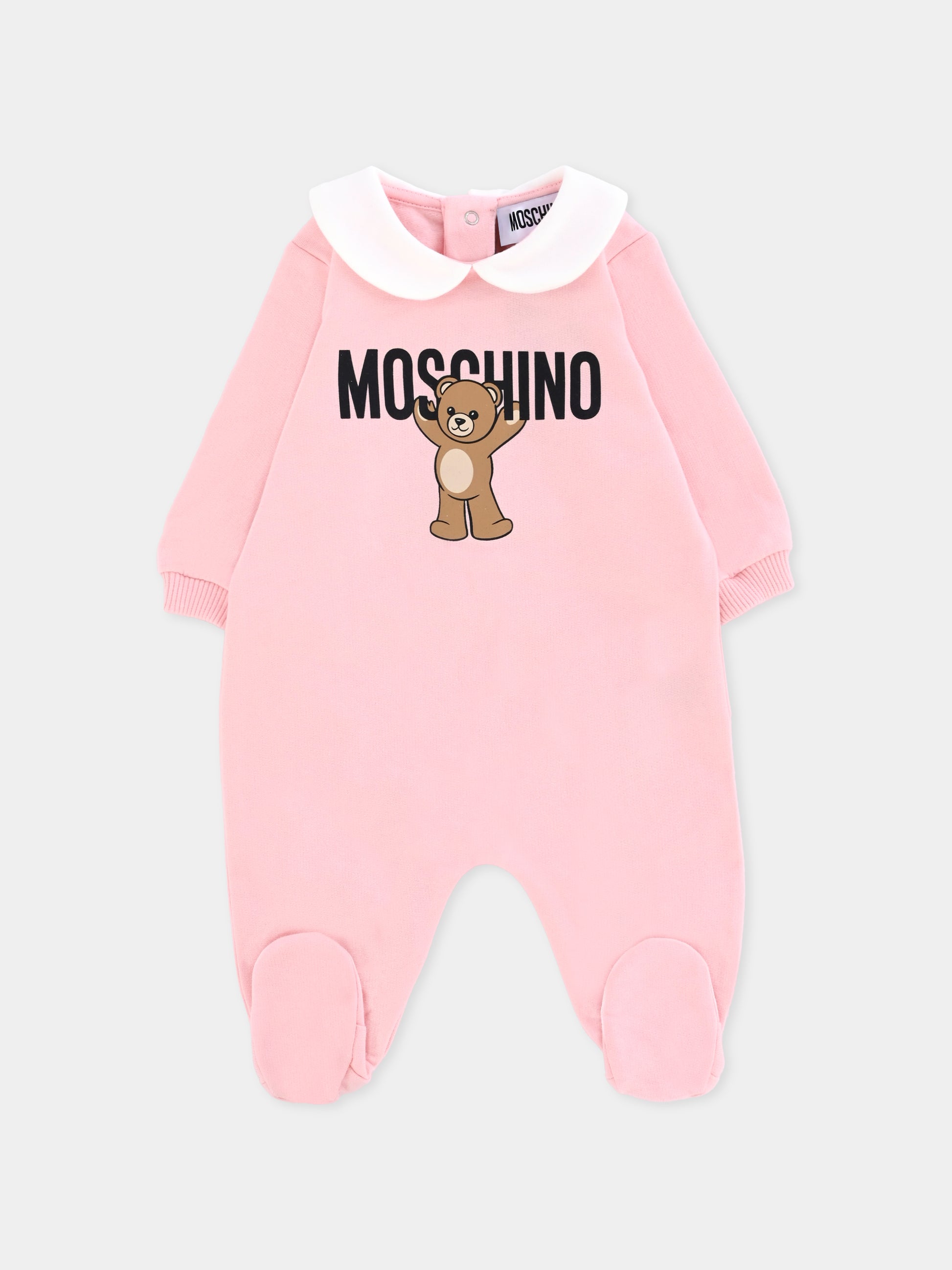 Tutina rosa per neonata con Teddy Bear,Moschino Kids,MXY037 LCA40 50209