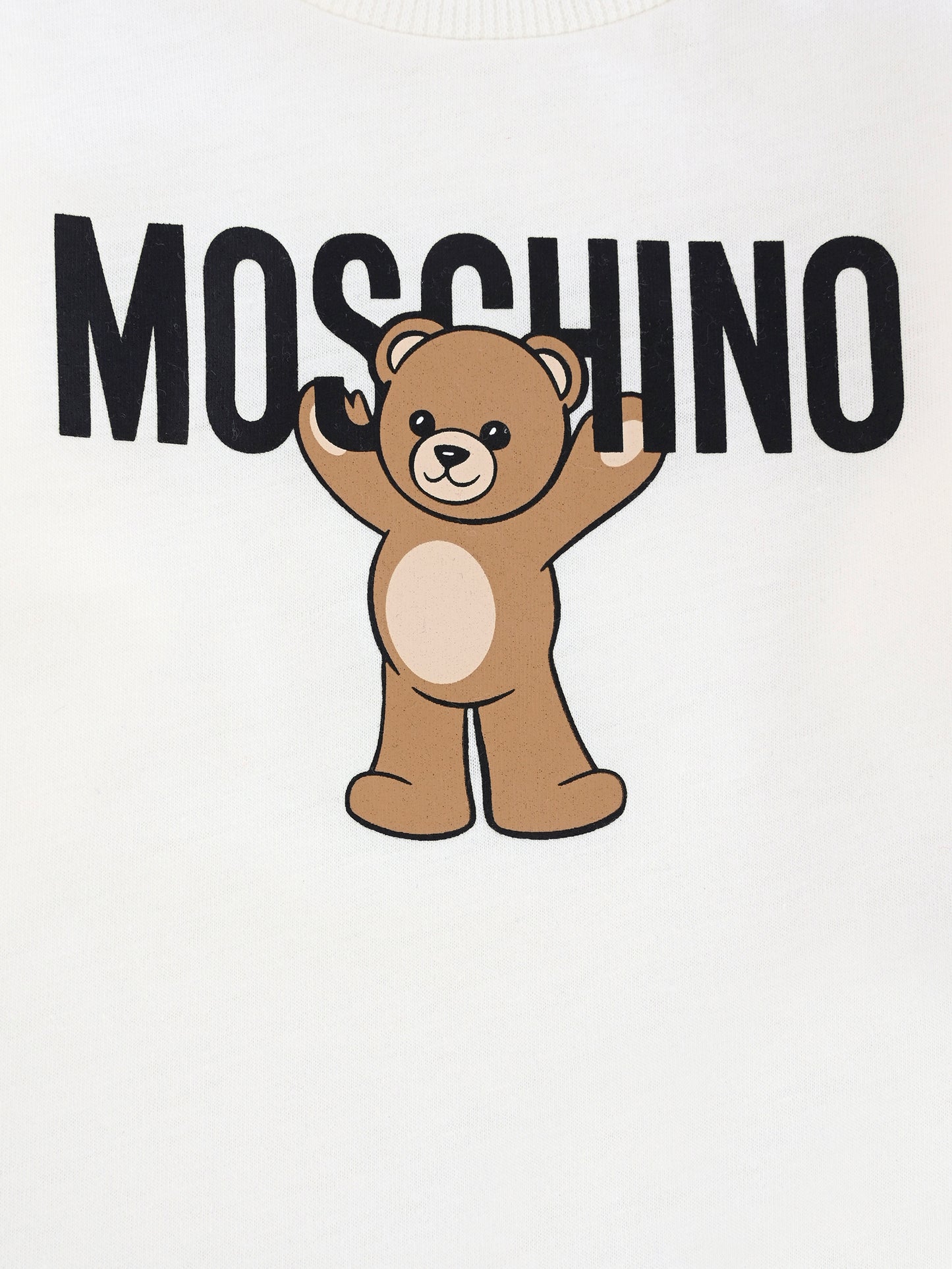 T-shirt avorio per neonati con logo e Teddy Bear,Moschino Kids,MZO00R LAA10 10063