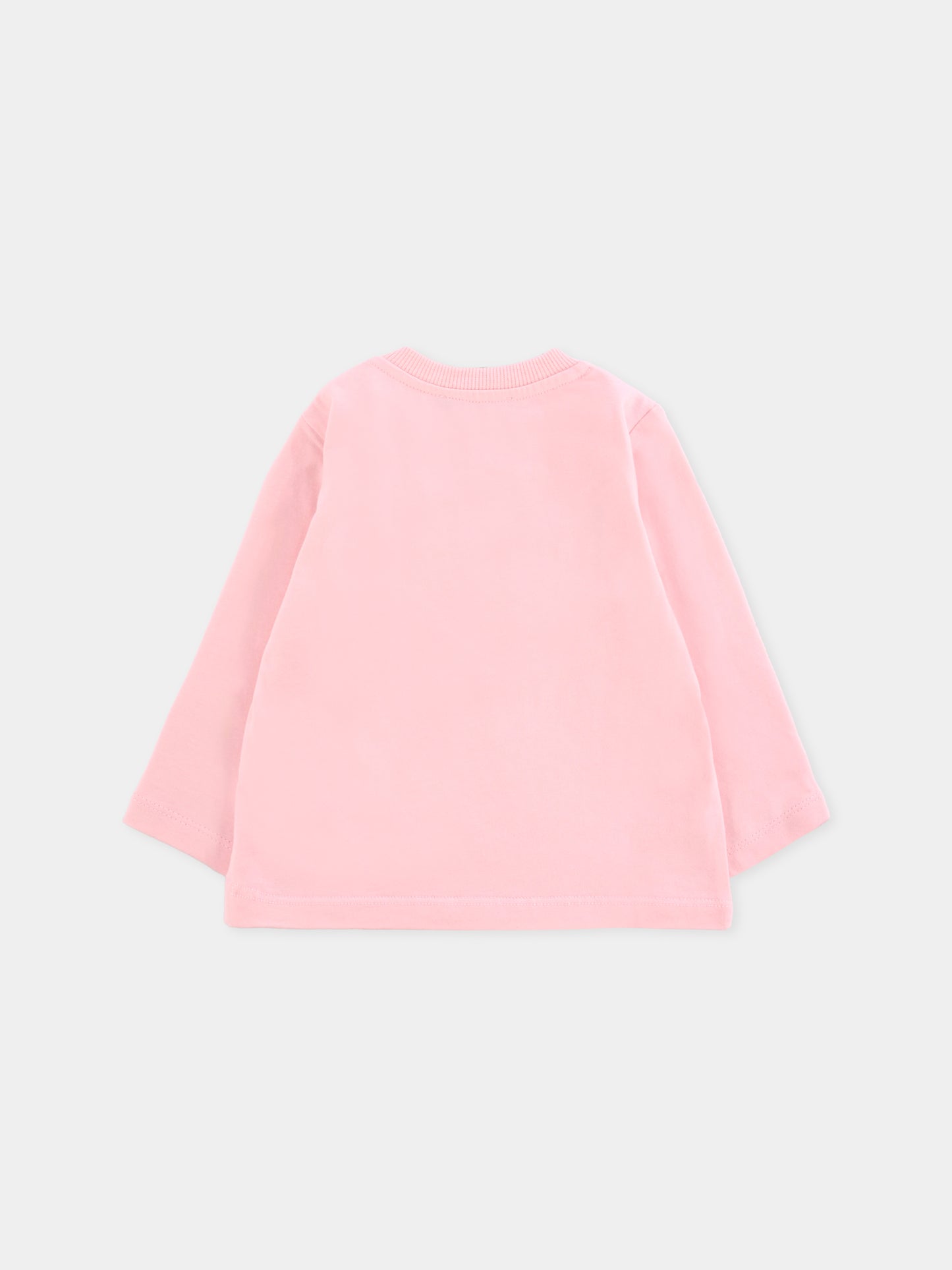 T-shirt rosa per neonata con logo e Teddy Bear,Moschino Kids,MZO00R LAA10 50209