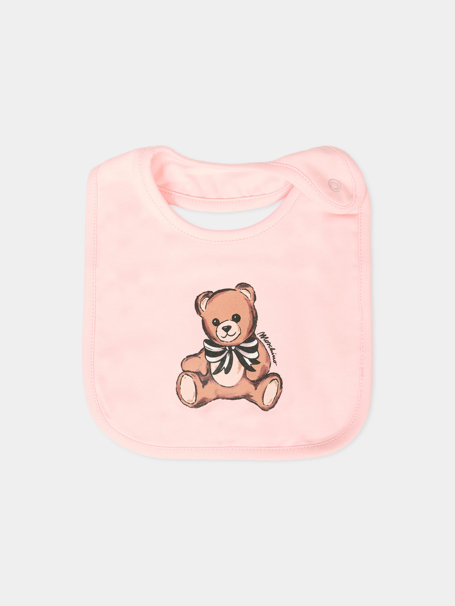 Set rosa per neonata con Teddy Bear con fiocco,Moschino Kids,MDY01A LDA16 50209