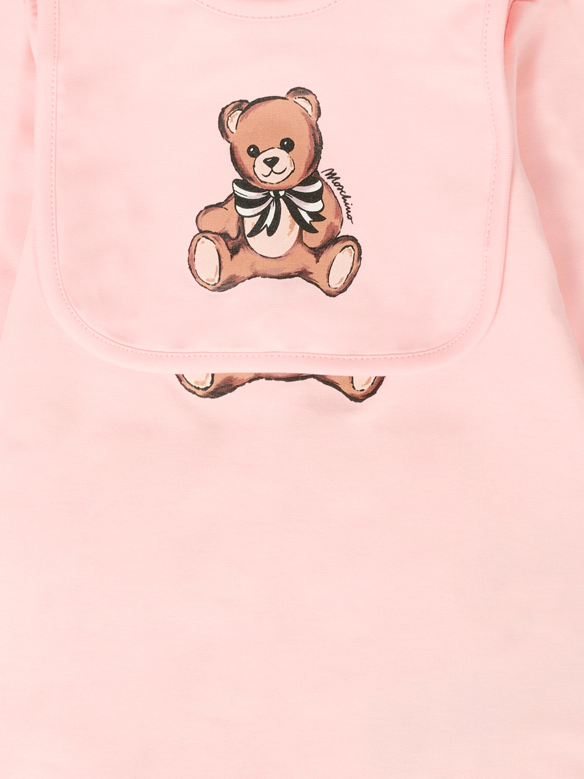 Set rosa per neonata con Teddy Bear con fiocco,Moschino Kids,MDY01A LDA16 50209