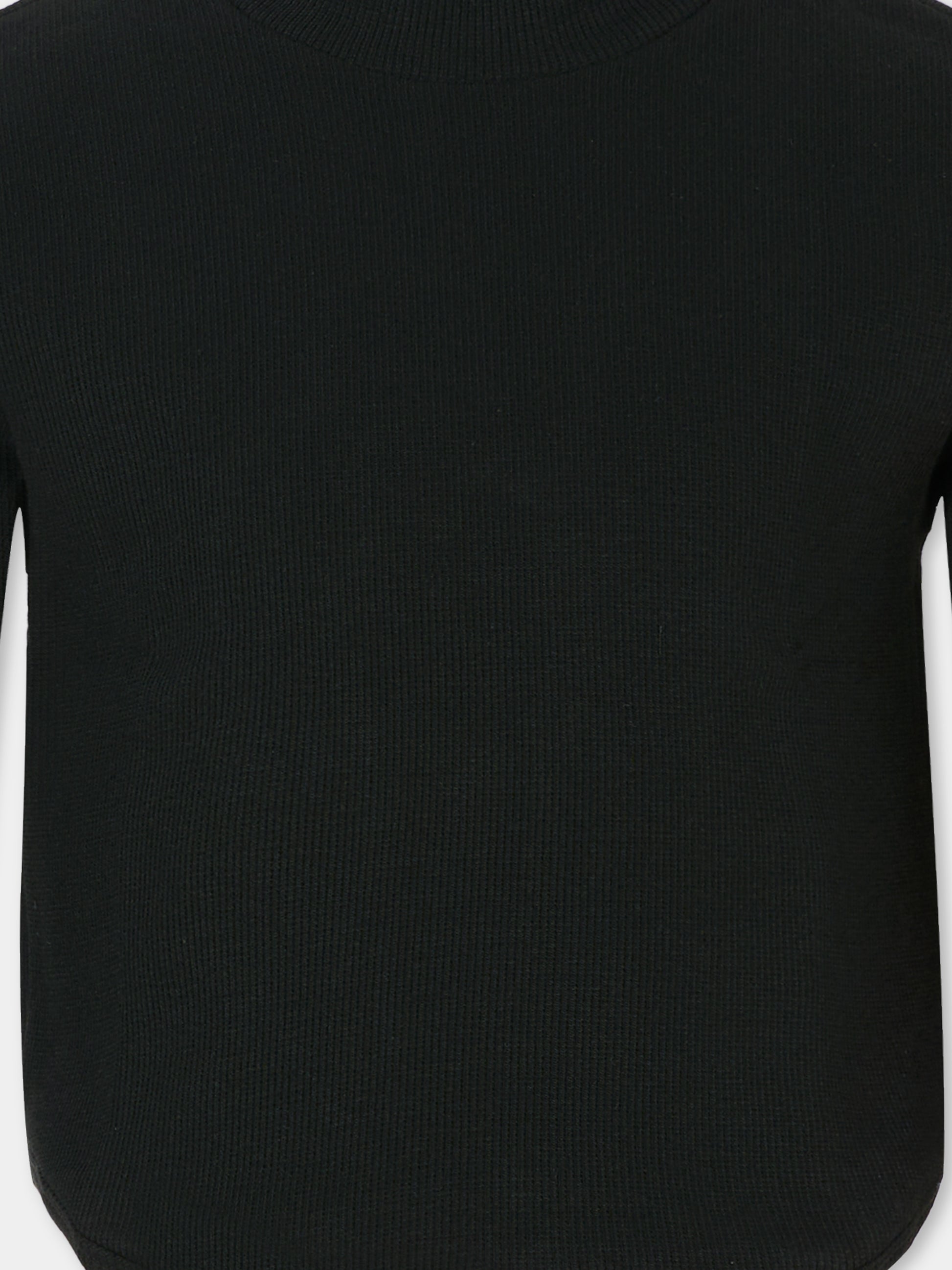 T-shirt crop nera per bambina con patch,Dondup Kids,DFTS029 0 CS075 N000