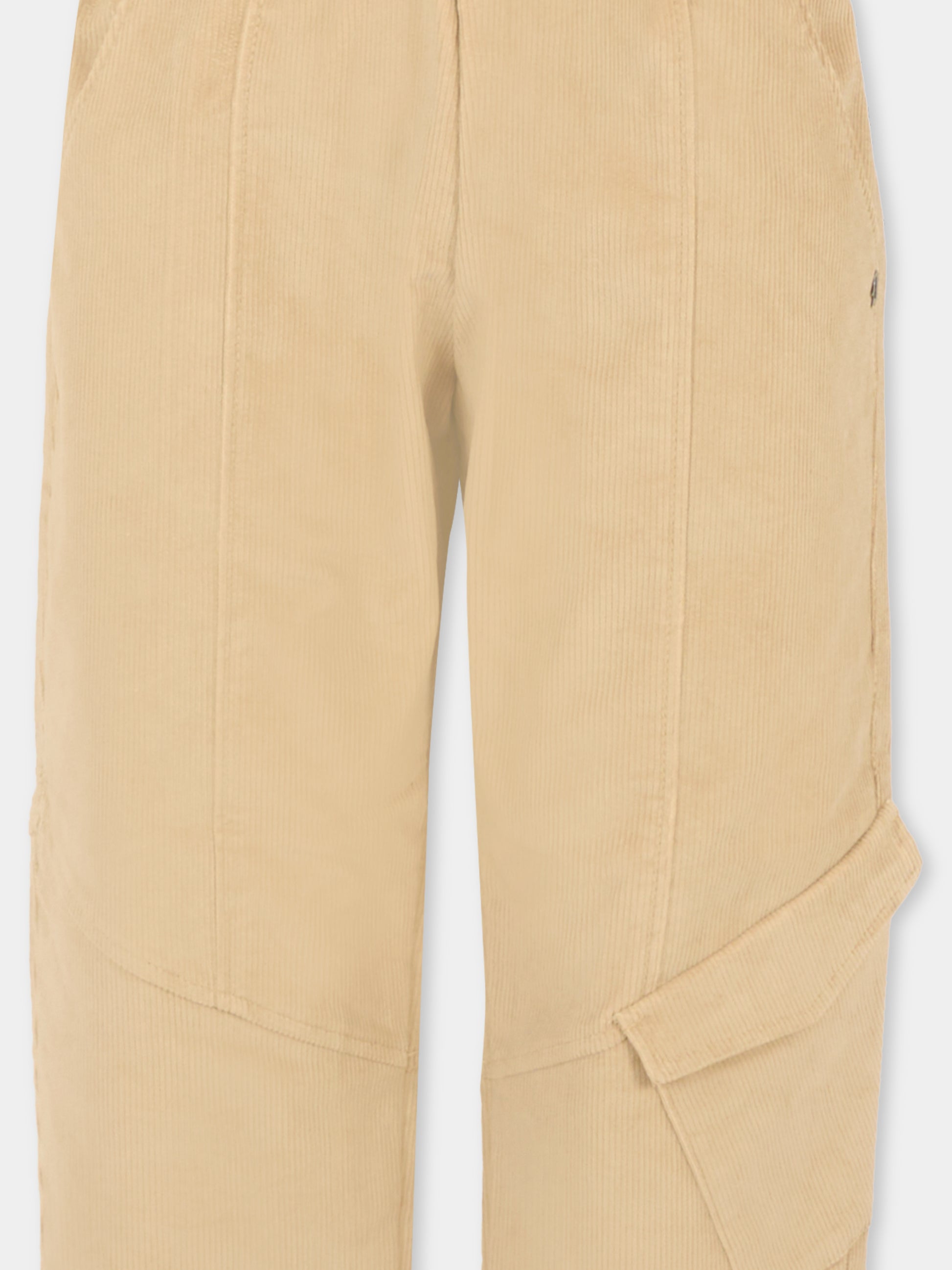 Pantaloni beige in velluto per bambino con logo,Dondup Kids,DMPA146 0 VE016 0025
