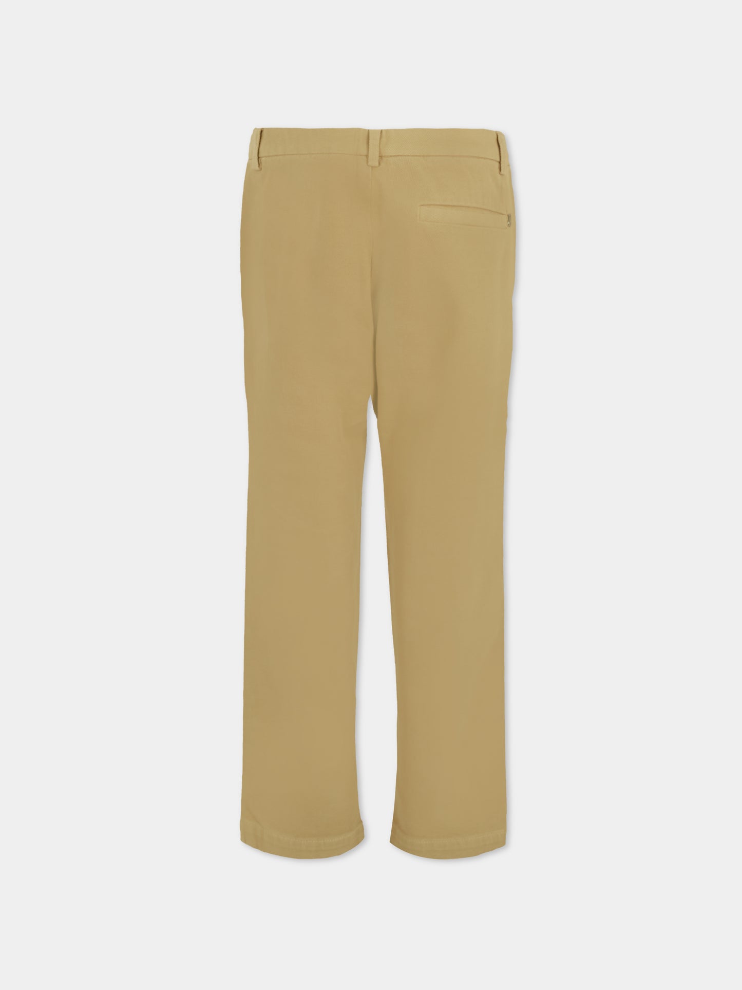 Beige trousers for boy with logo