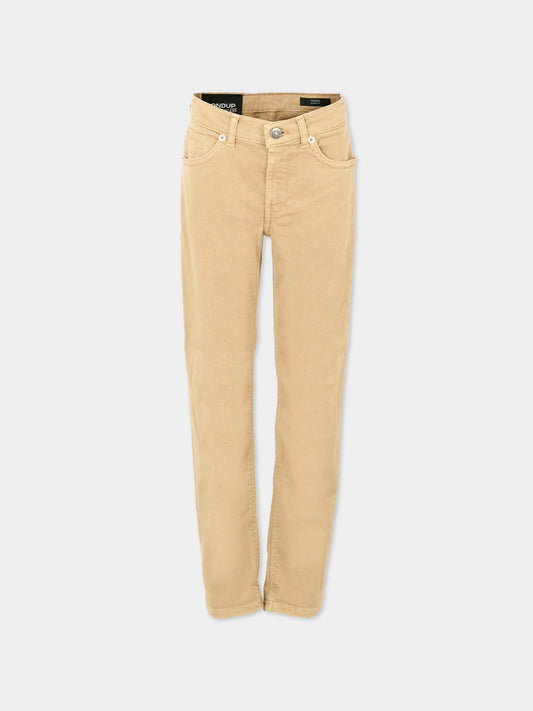 Pantaloni beige per bambino con patch logato,Dondup Kids,DMPA161 C DS039 0007
