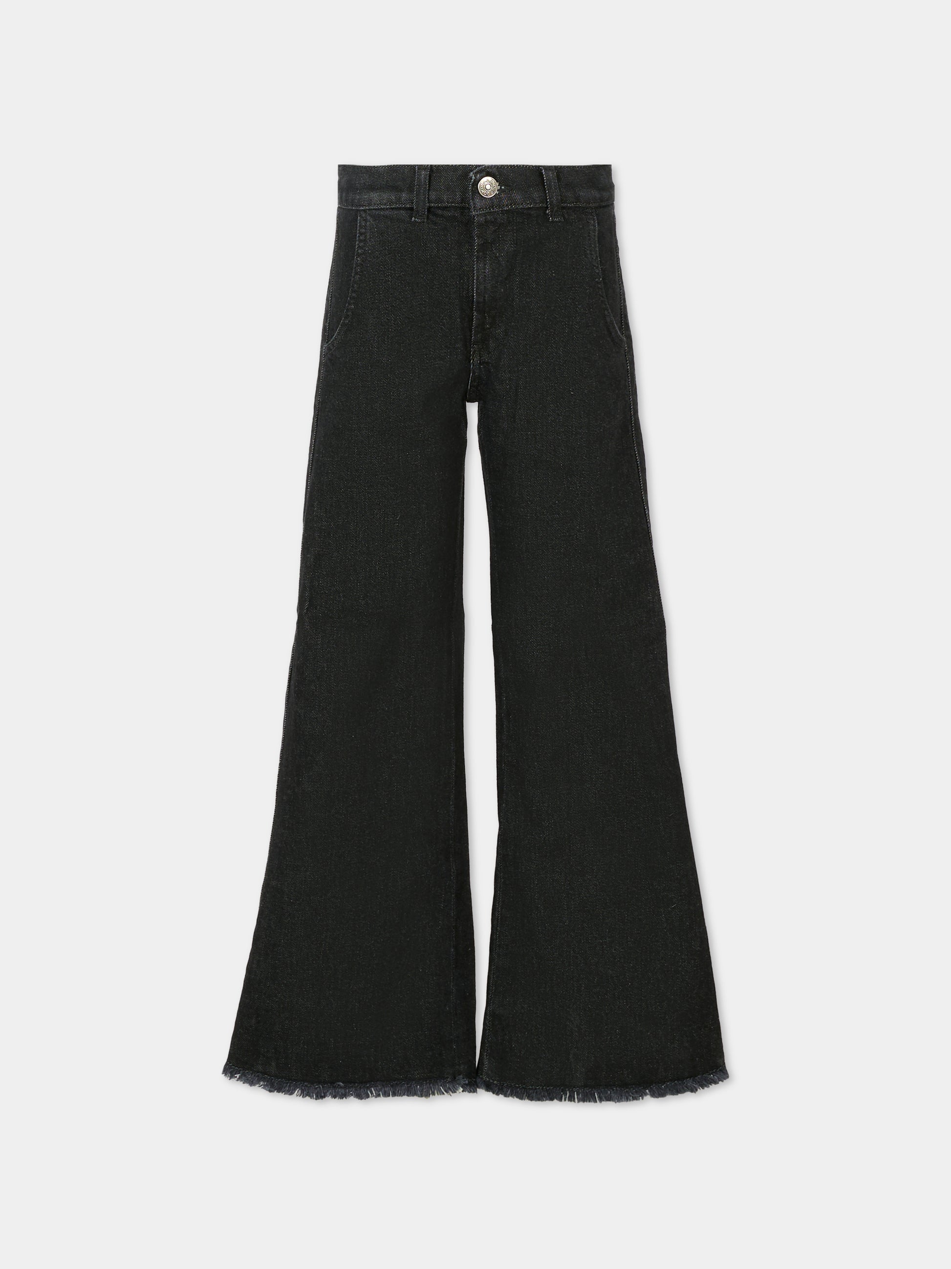 Jeans neri per bambina con patch logato,Dondup Kids,DFPA157 C DS041 N000