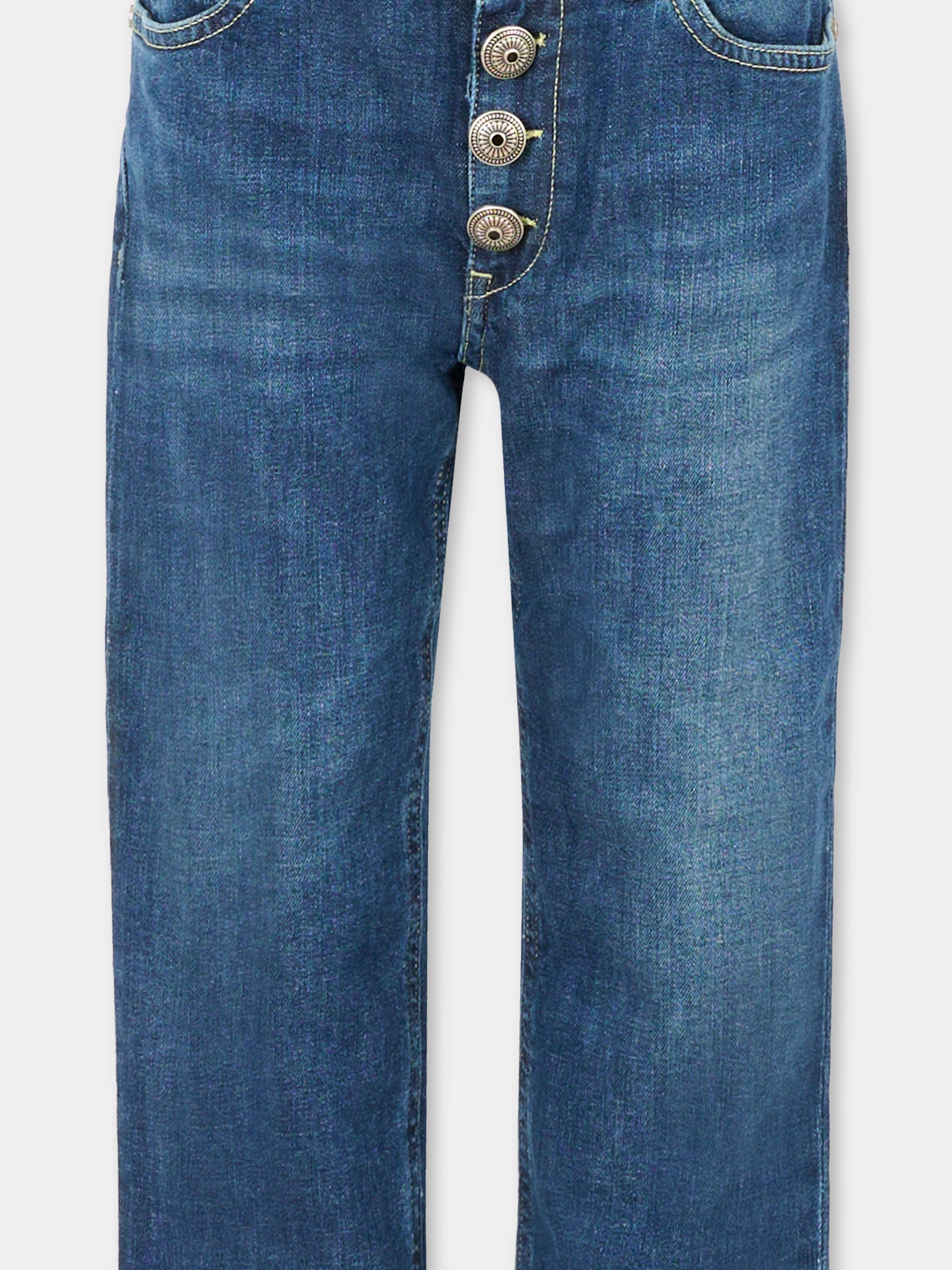 Jeans blu per bambina con bottoni e logo,Dondup Kids,DFPA154 C DS041 4098