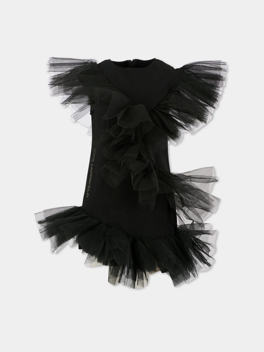 Vestito nero per bambina con logo,Karl Lagerfeld Kids,Z30623 09B