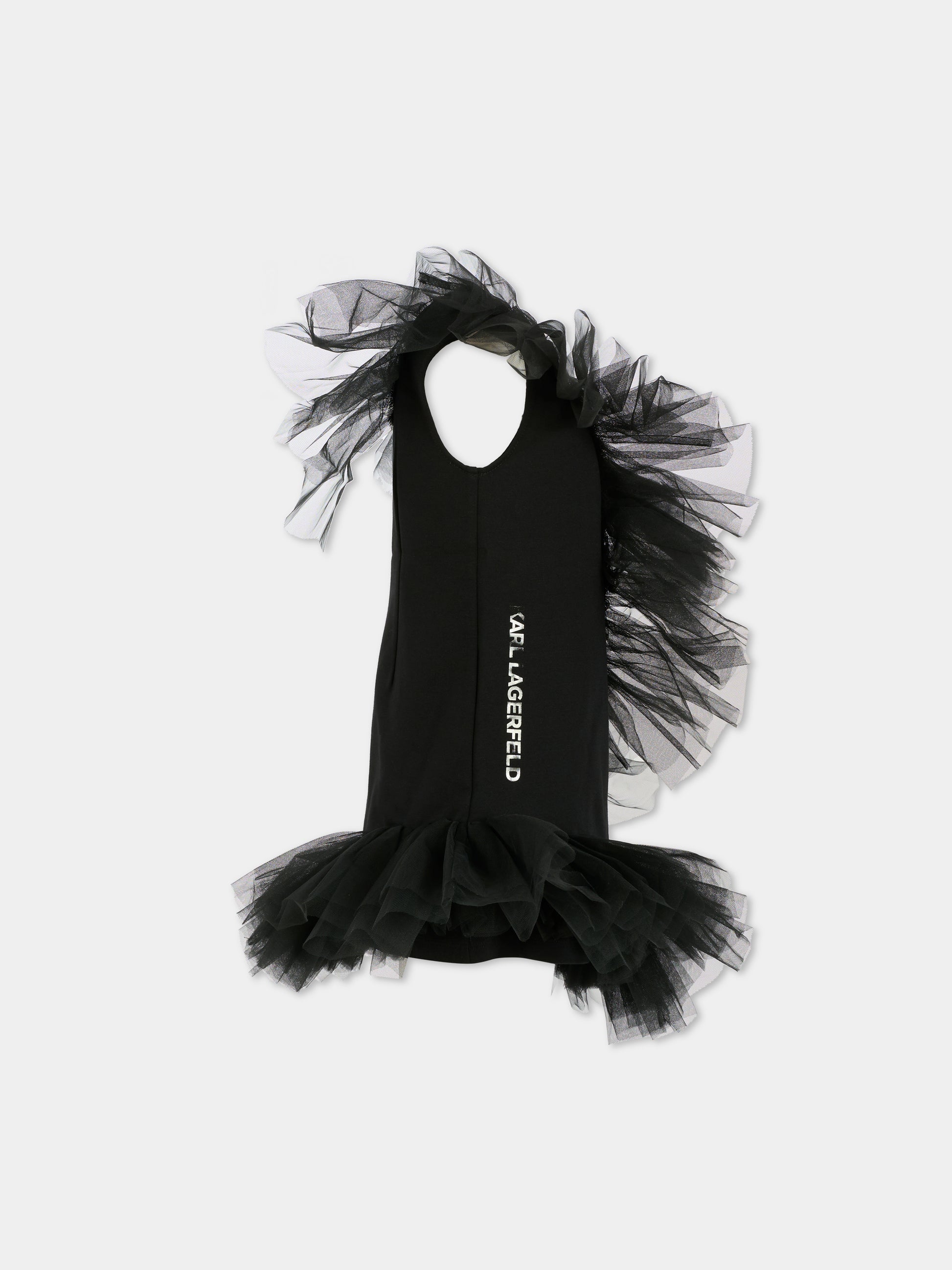 Vestito nero per bambina con logo,Karl Lagerfeld Kids,Z30623 09B
